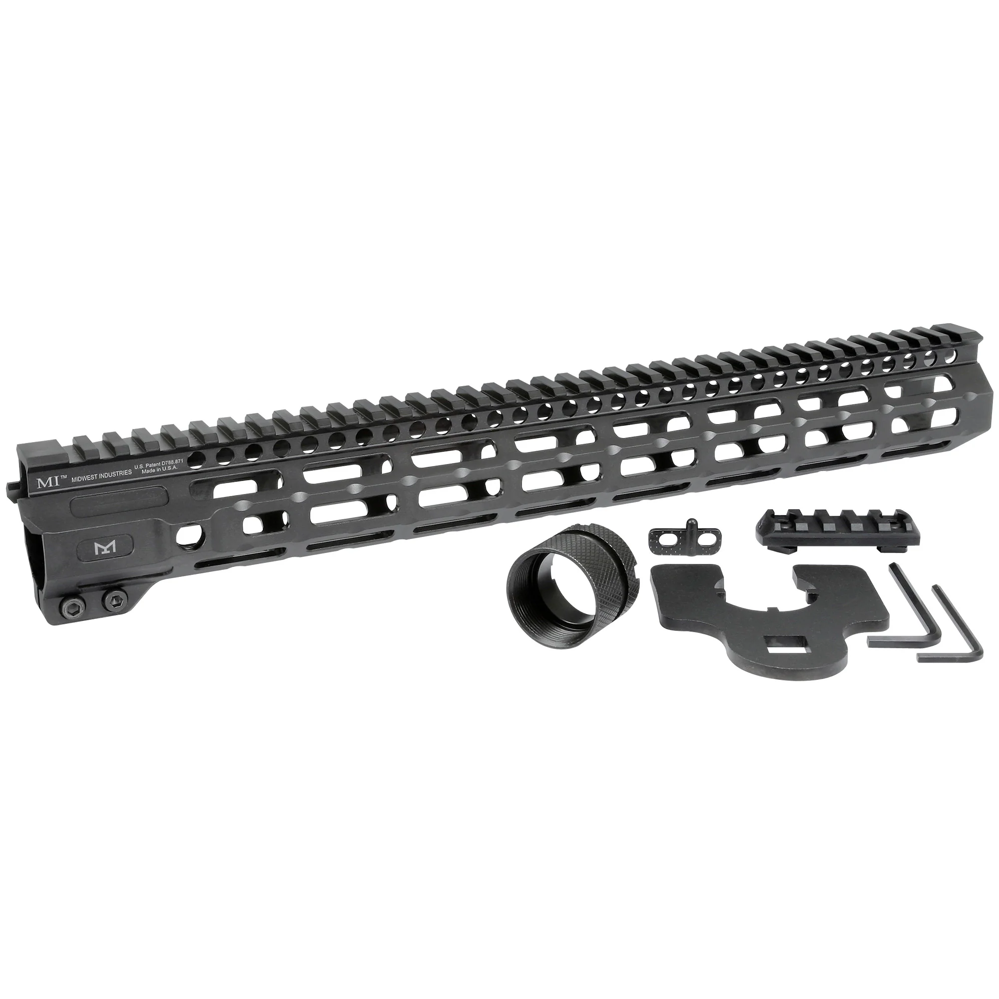Midwest Industries Combat Rail 15in M-LOK AR Handguard, Slim 6061 Aluminum, MI-CRM15