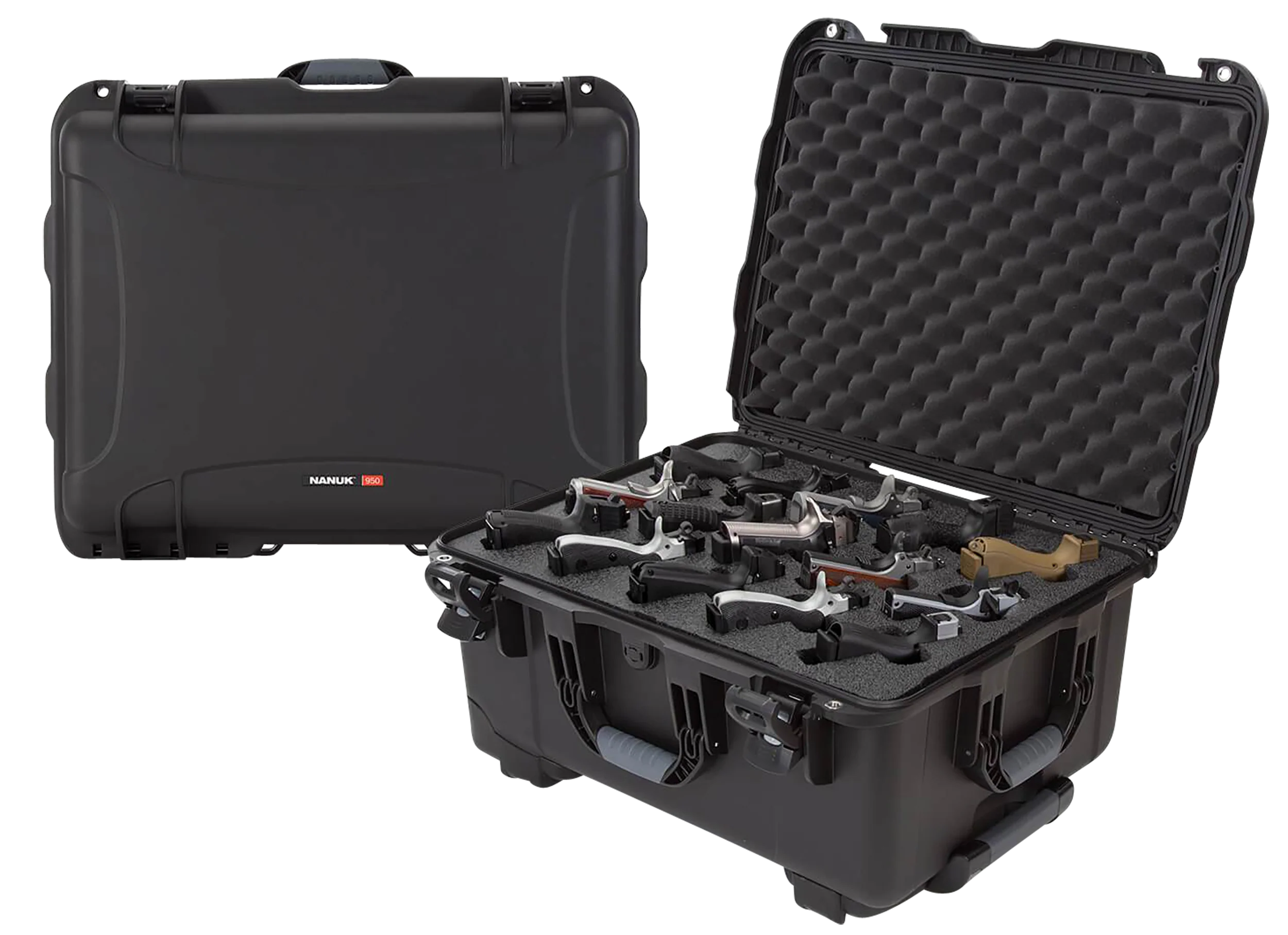 NANUK Waterproof Hard Case for 15 Pistols with Foam Insert, NK-7 Resin, PowerClaw Latches 95015UP1