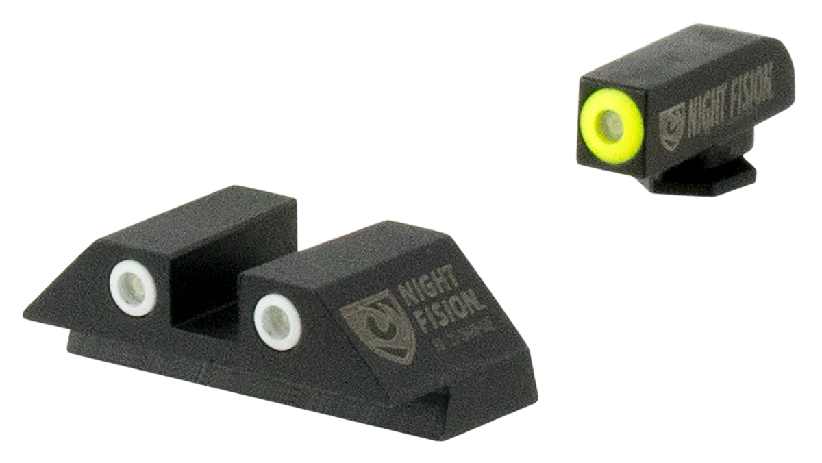 Night Fision Perfect Dot Tritium Night Sight Set for Glock Pistols, Green/Yellow Front, Green/White Rear GLK001003YGW