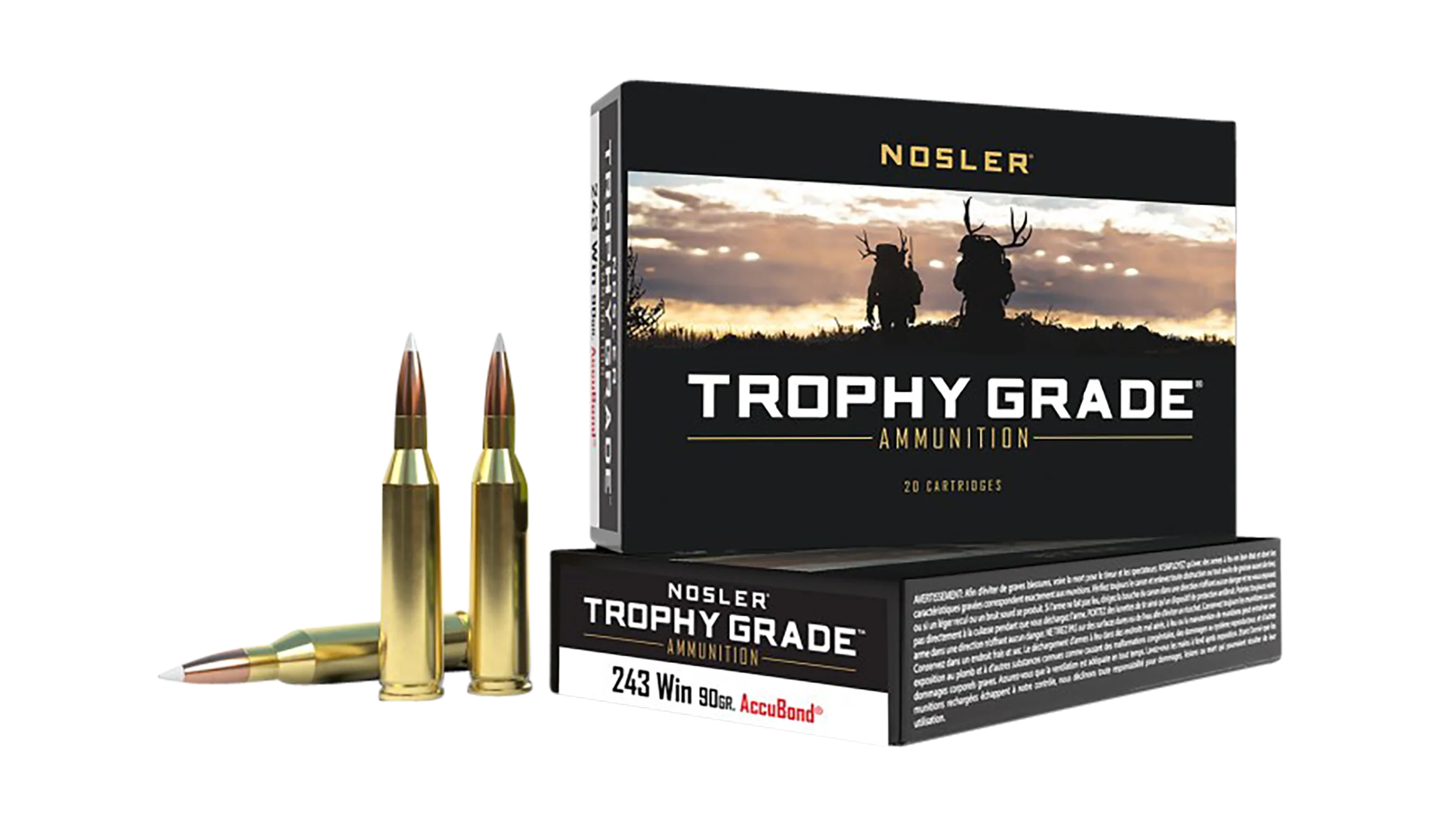 Nosler Trophy Grade .243 Winchester 90 Grain AccuBond Hunting Ammo, 20-Round Box 48263