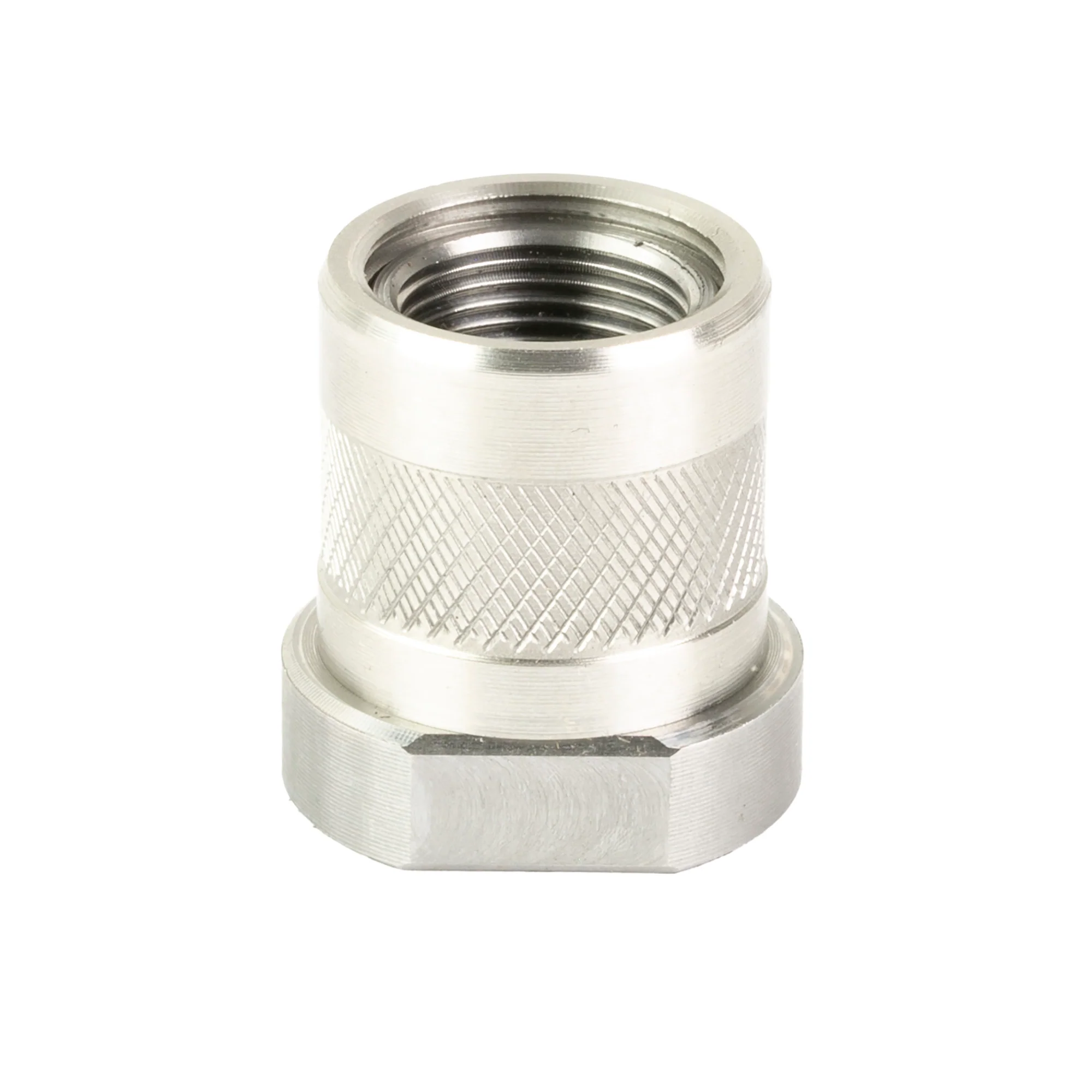Odin Works Thread Adapter 1/2x28 to 5/8x24, 416R Stainless with Protector, SUP-TA-1-2-TO-5-8