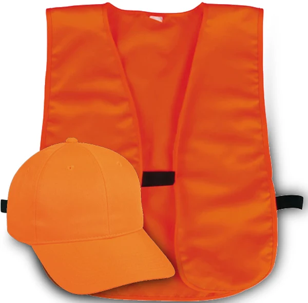 OUTDOOR CAP Blaze Orange Safety Vest and Cap Combo for Adults, High-Visibility – BLZCPV