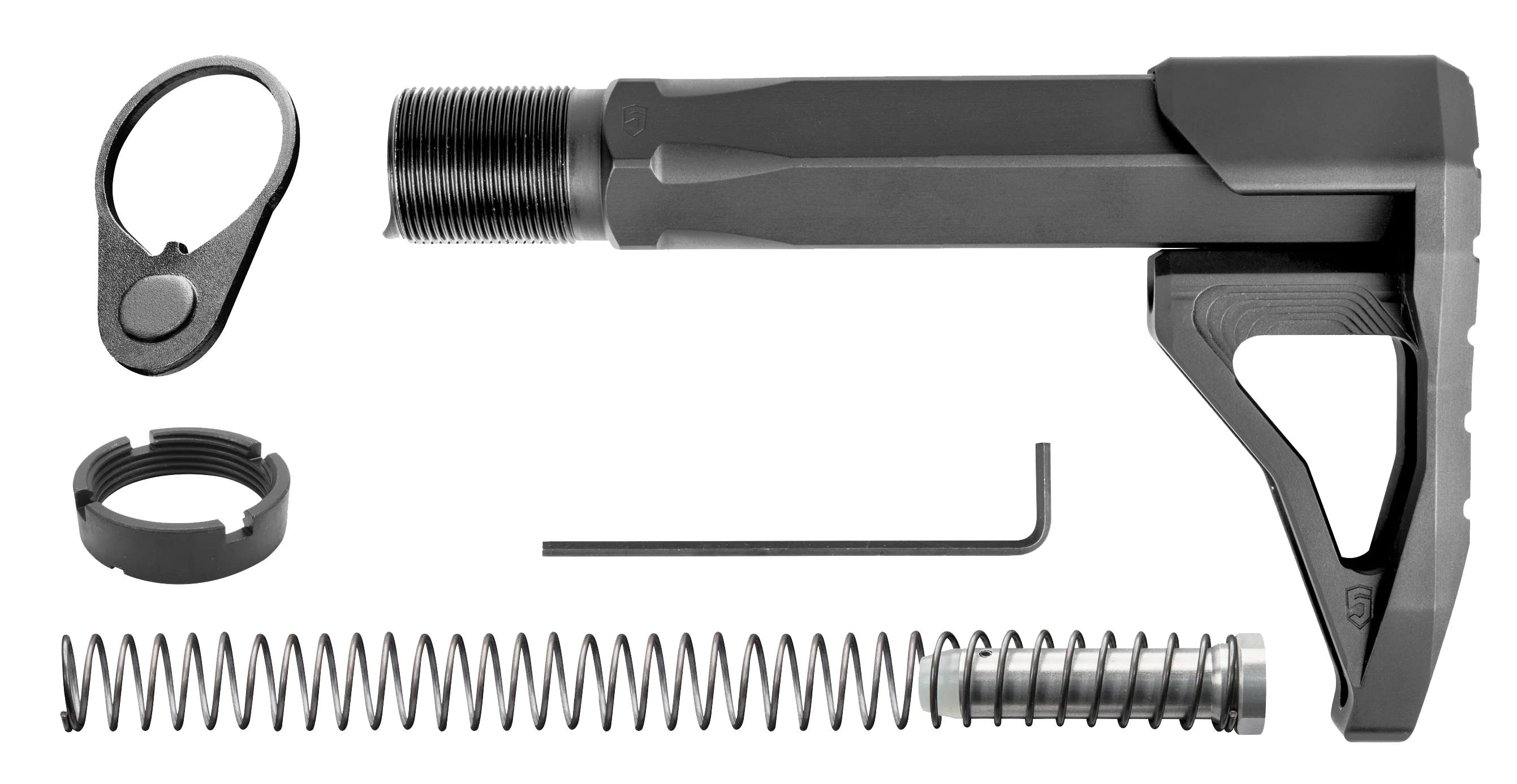 Phase 5 Weapon Systems Carbine Mini Stock Assembly Kit for AR15/AR10, Black Aluminum CMSA