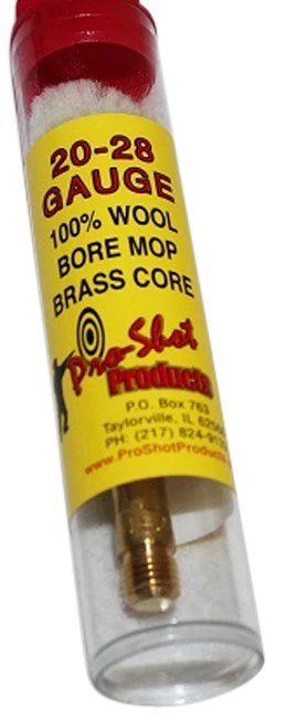 Pro-Shot Shotgun Bore Mop, 20/28 Gauge Cotton, Brass Core, 5/16-27 Threads, 1.75 in - MP20