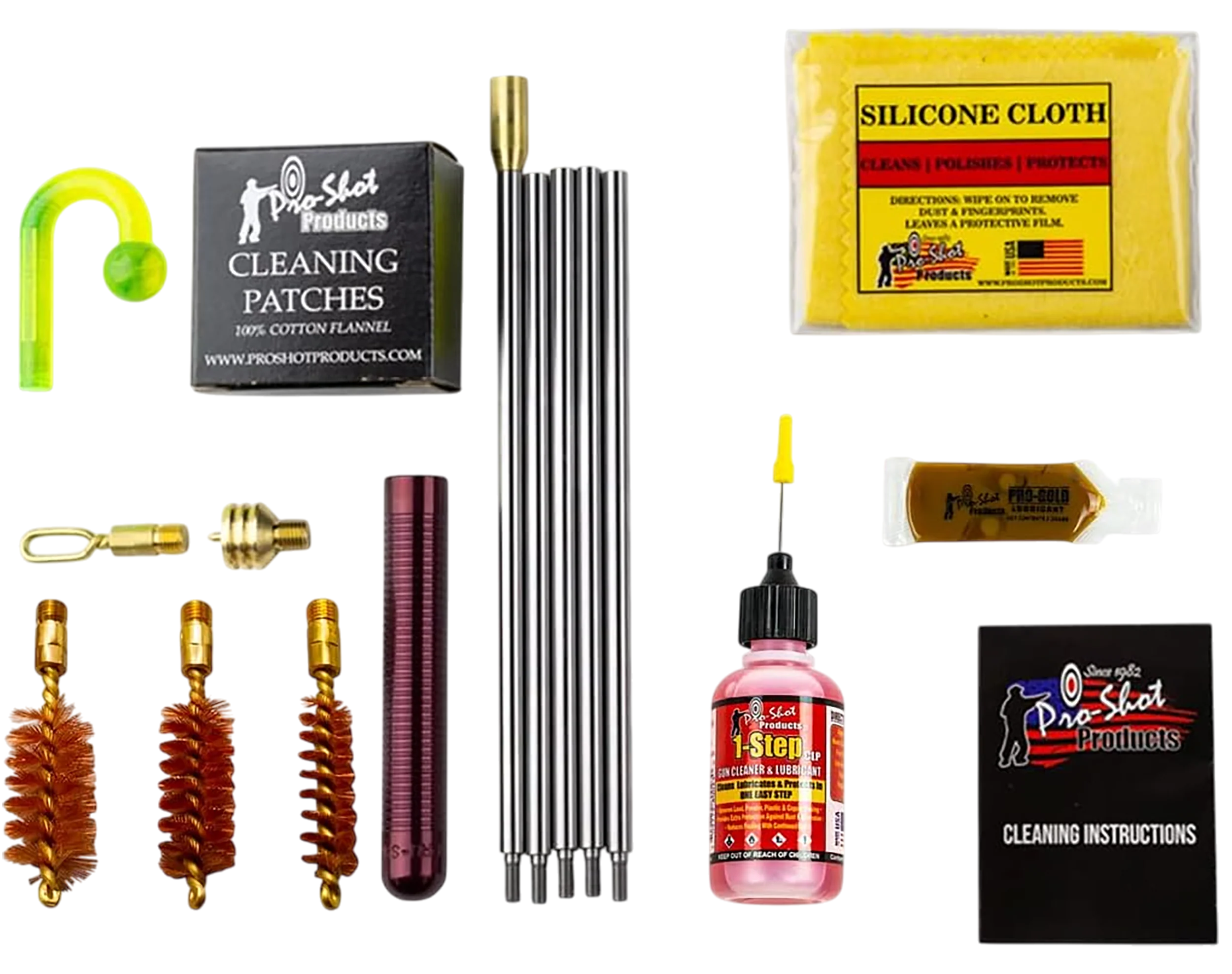 Pro-Shot Universal Shotgun Cleaning Kit 12/20/28/.410 Gauge, Stainless Rods & CLP, SMULTIGA