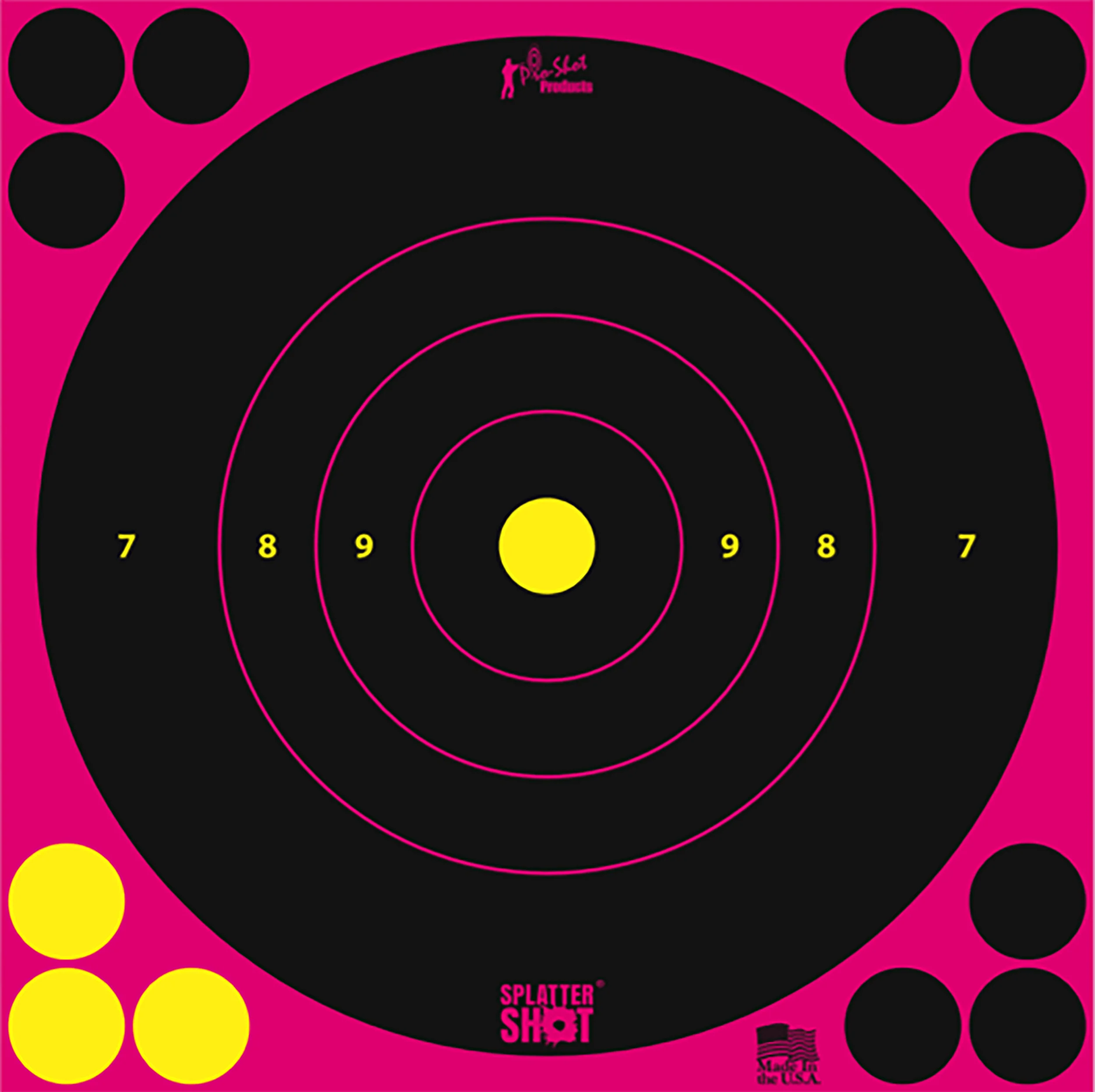 Pro-Shot SplatterShot 8-inch Pink Bullseye Self-Adhesive Reactive Targets, 6-Pack 8BPINK6PK