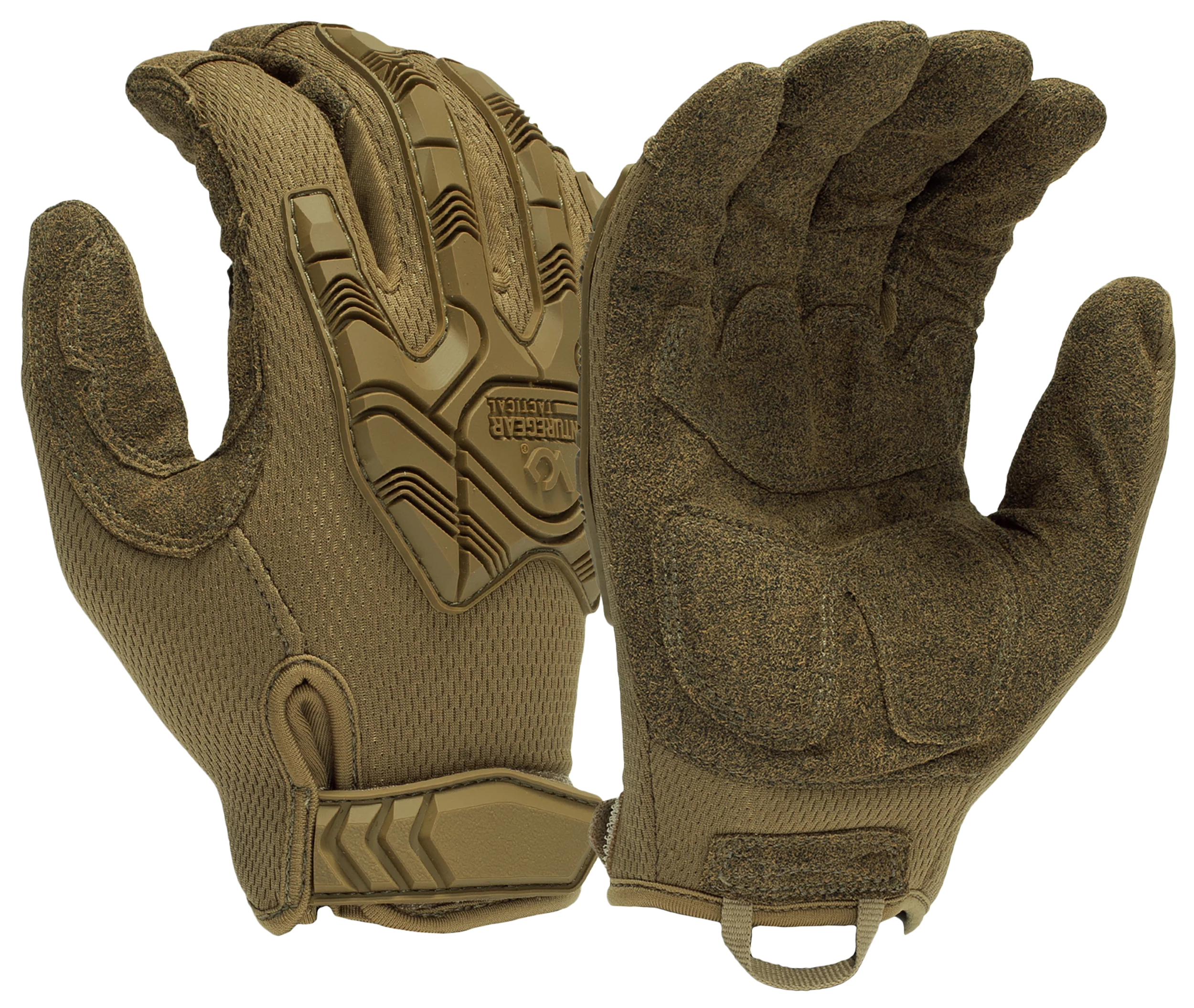 Pyramex Impact Operator Heavy-Duty Gloves, Brown Synthetic Leather, Hook & Loop, XXL - VGTG40TX2
