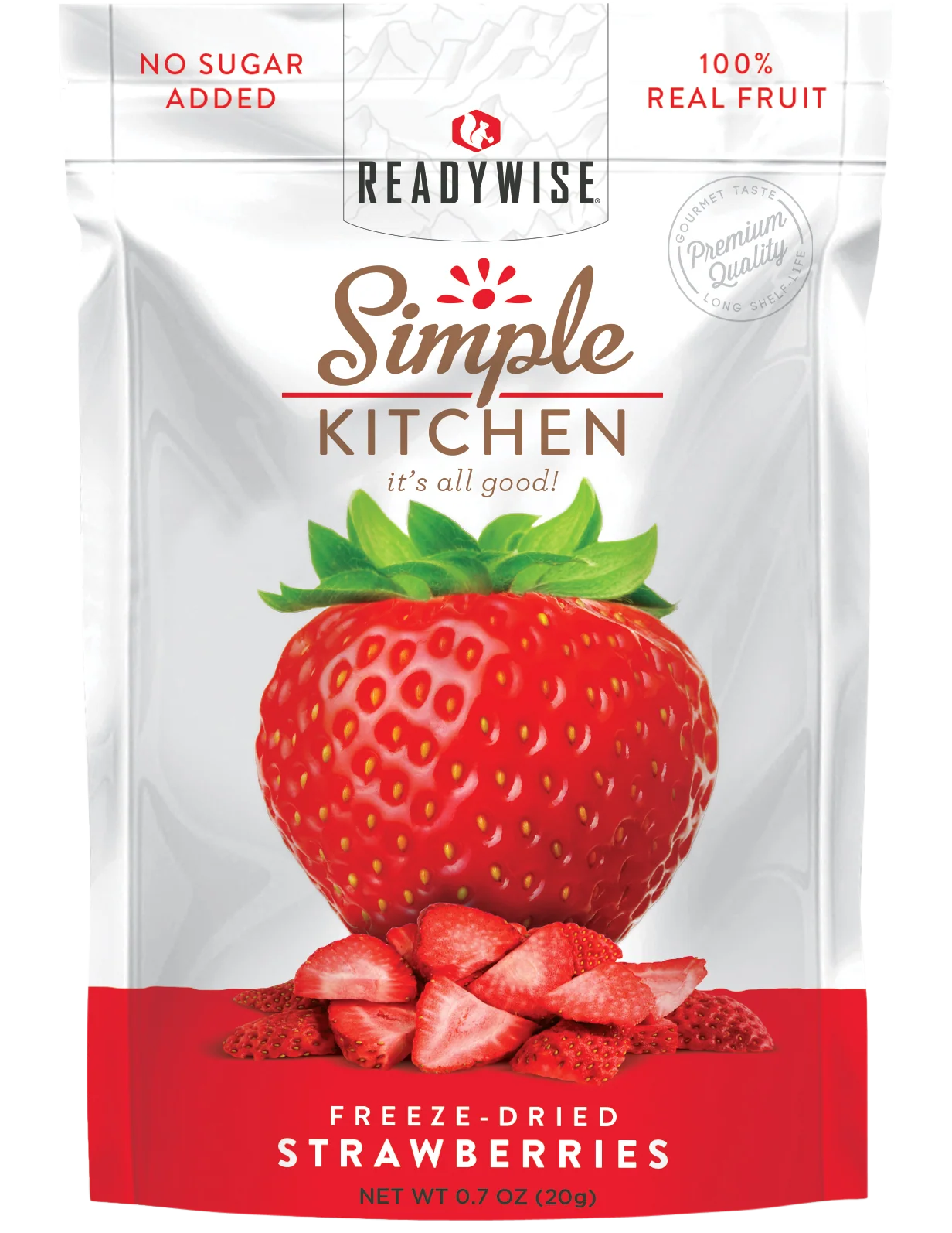ReadyWise Simple Kitchen Freeze-Dried Strawberries, 1-Serving Pouches, Case of 6 - SK05006
