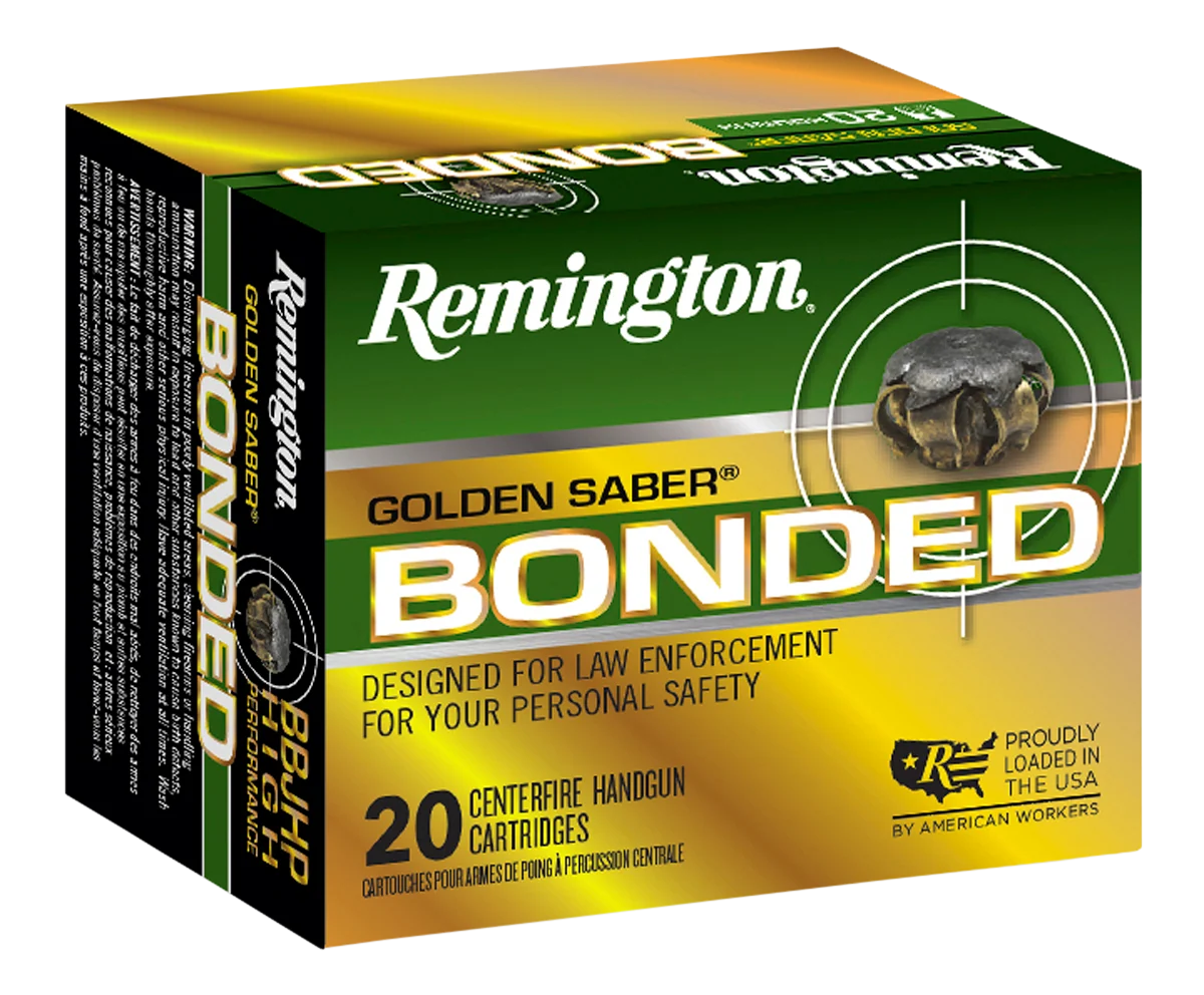 Remington Ammunition Golden Saber Bonded .45 ACP 185gr BJHP Defense Ammo 20rd Box 29325