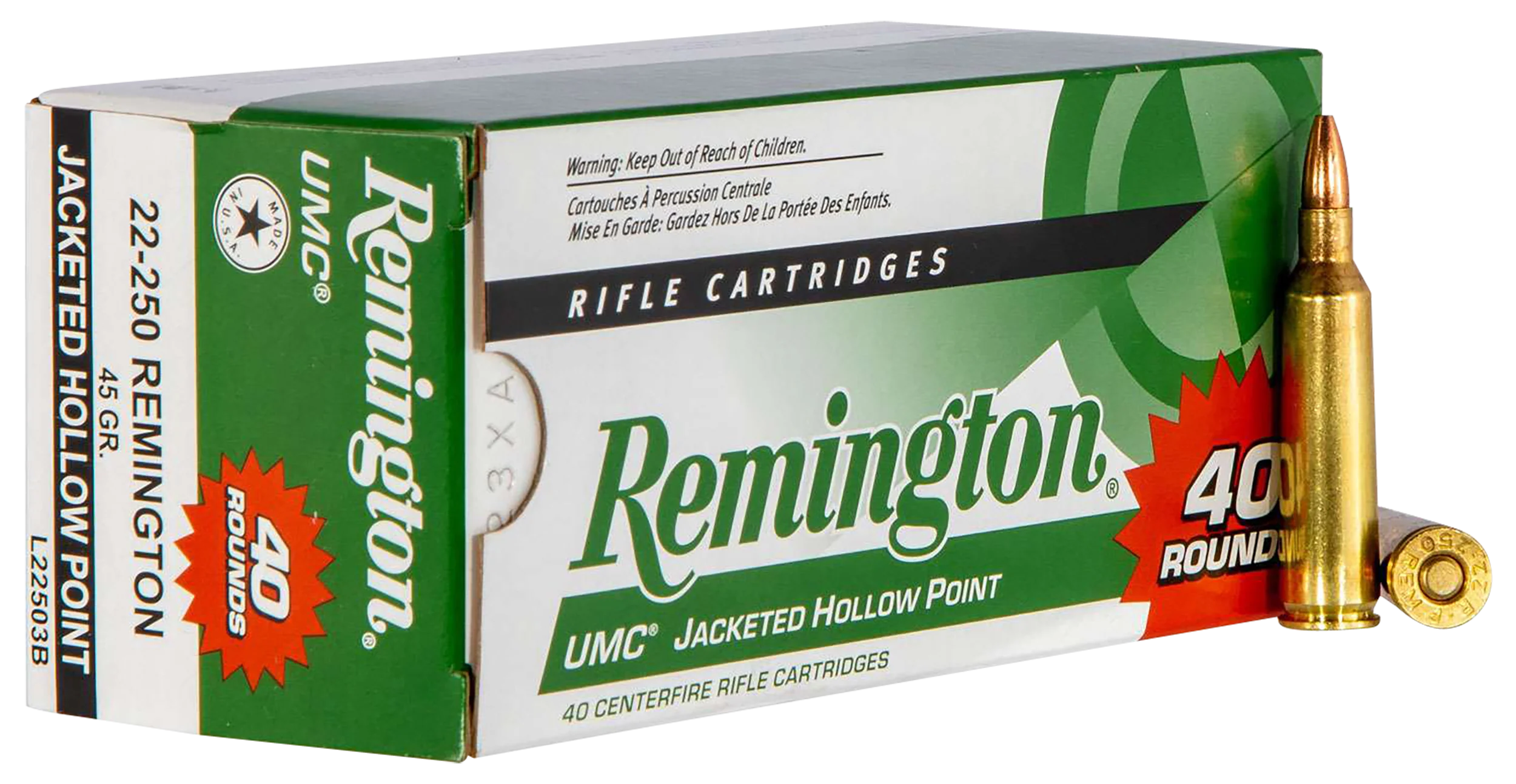 Remington Ammunition UMC Value Pack .22-250 Rem 45gr Jacketed Hollow Point Rifle Ammo 23769