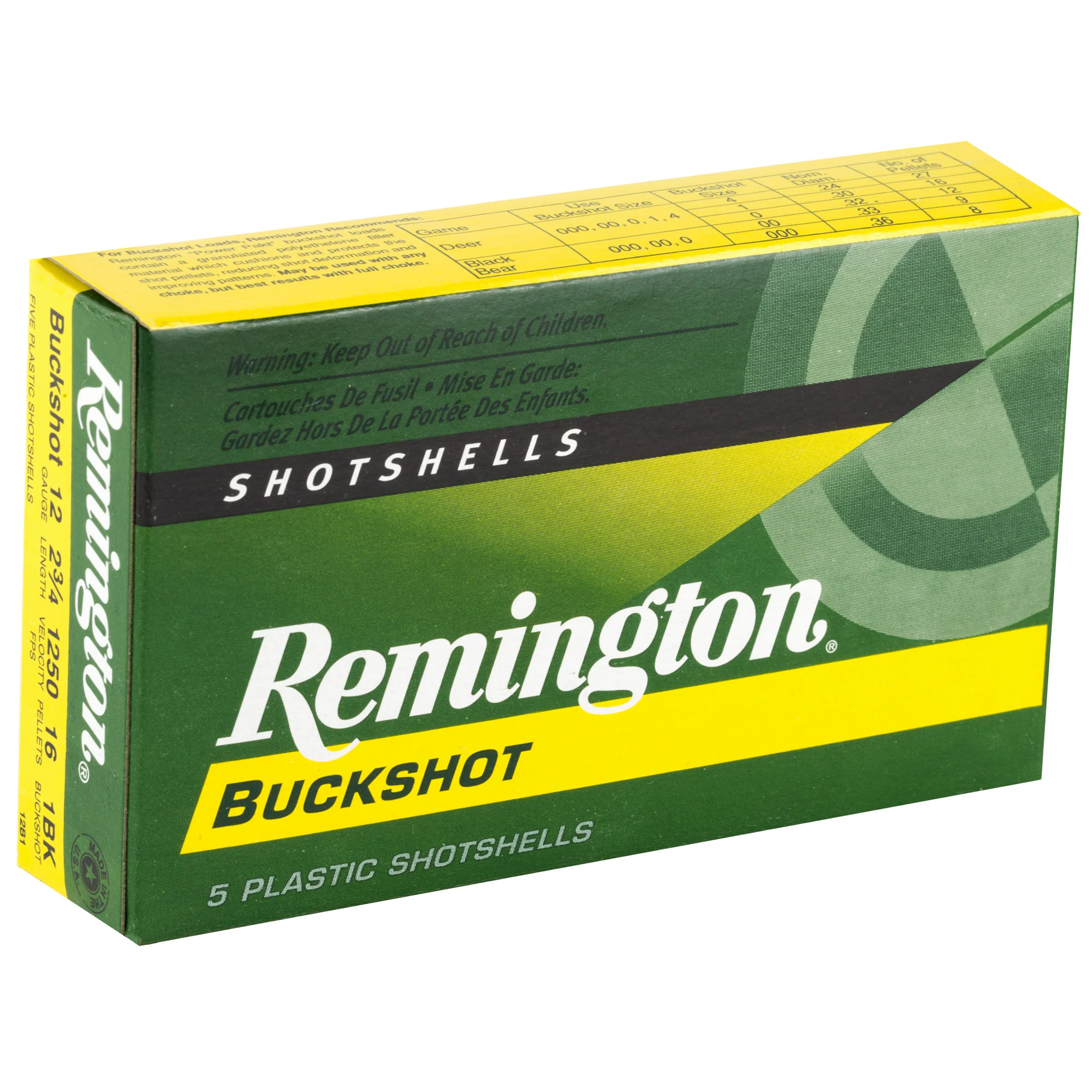 Remington Express 12 Gauge 2.75-inch No. 1 Buckshot Shotshells, 5-Round Box 20624 - Image 2