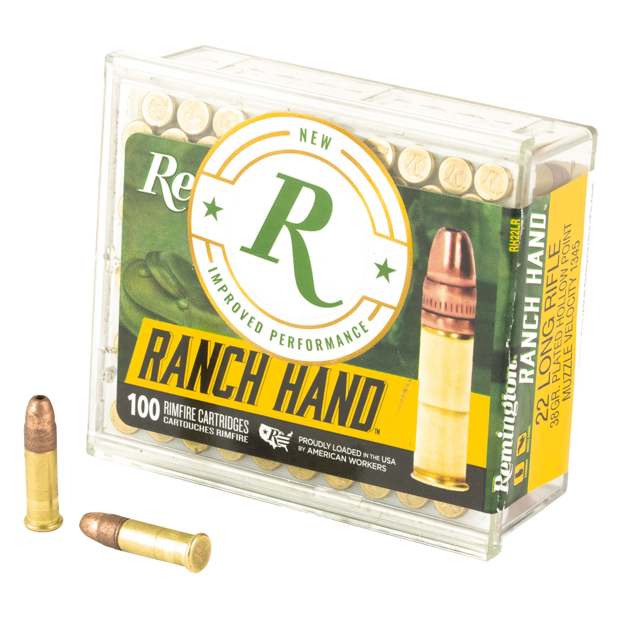 Remington Ranch Hand .22 LR 38gr Copper Plated Hollow Point Rimfire Ammo, 100 Rounds, 1340 fps R21273
