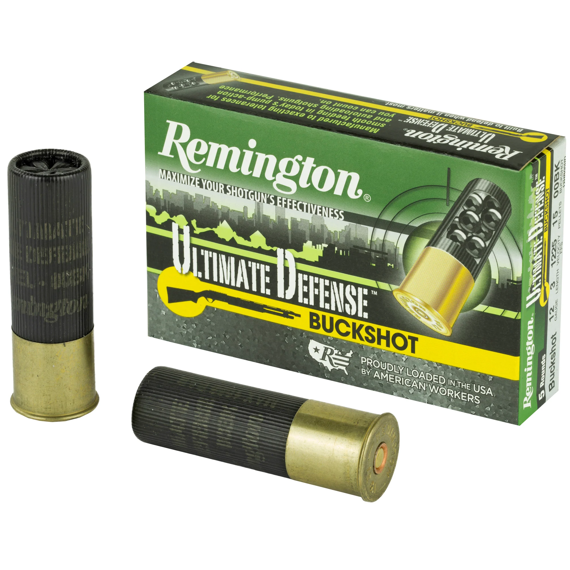 Remington Ultimate Defense 12 Gauge 3in 00 Buckshot Shotshell Ammo 5-Round Box R20633