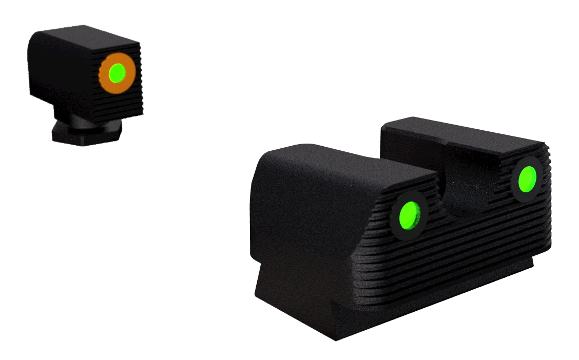 Rival Arms Tritium Night Sights for Glock 17/19, U-Notch, Orange Front Ring & Green Rear - RA1A231G
