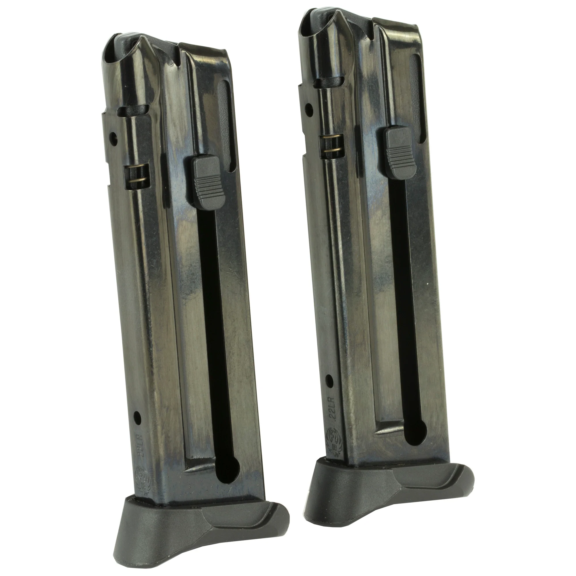Ruger SR22 Factory Magazine 2-Pack, .22 Long Rifle 10-Round Steel Black Finish w/ Extended Base 90647