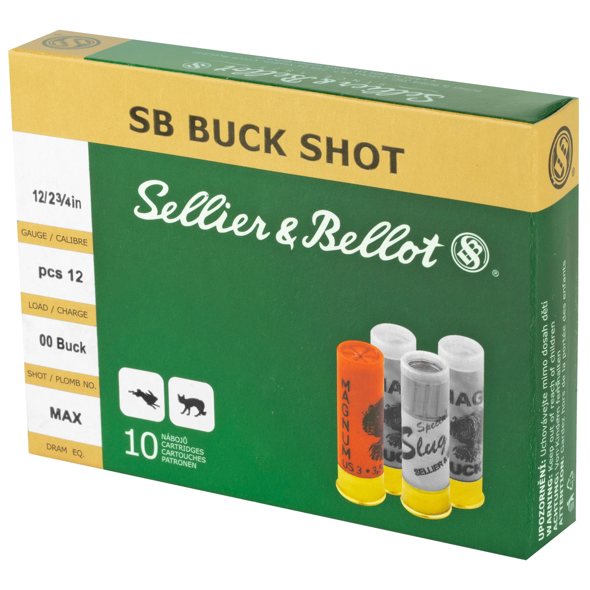 Sellier & Bellot 12 Gauge 2-3/4in 00 Buckshot Shotshells, 12 Pellets 1-1/4 oz SB12BSE - Image 3