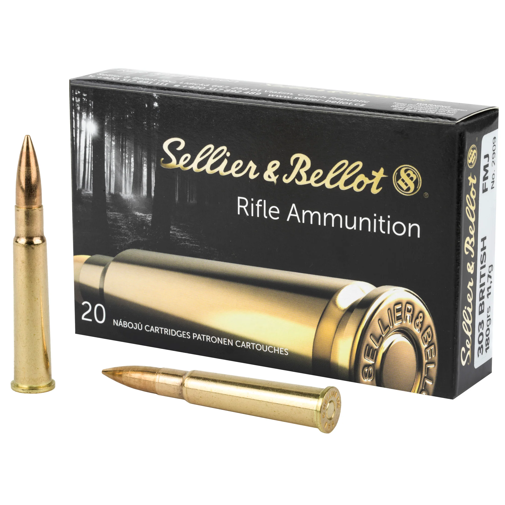 Sellier & Bellot .303 British 180gr Full Metal Jacket Rifle Ammunition, 20-Round Box SB303A