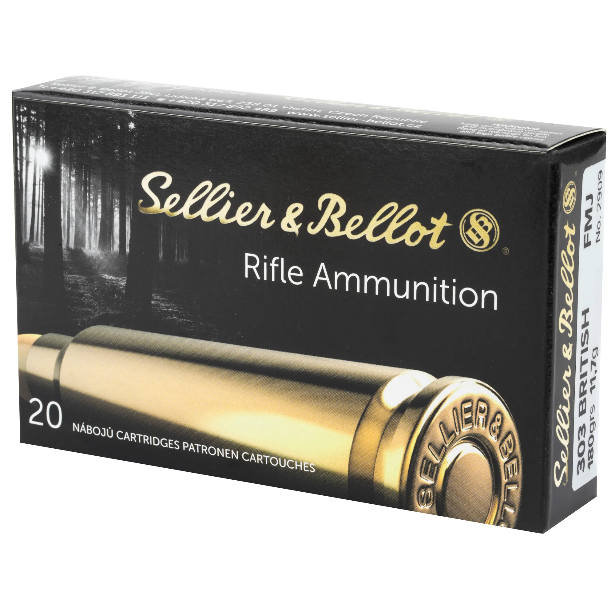 Sellier & Bellot .303 British 180gr Full Metal Jacket Rifle Ammunition, 20-Round Box SB303A - Image 3