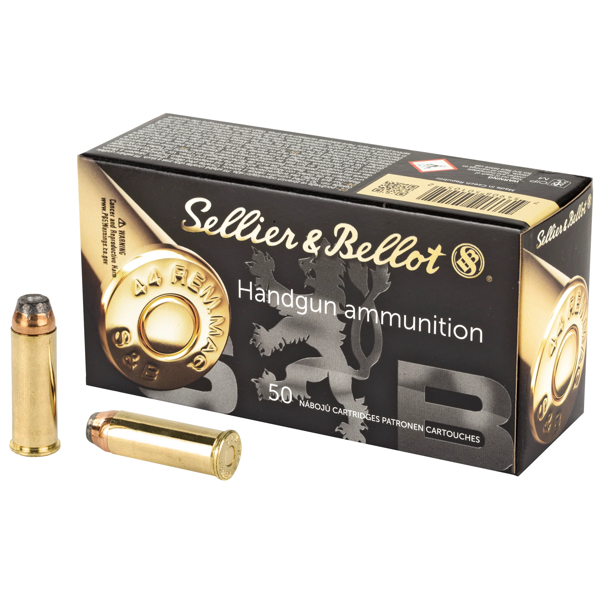 Sellier & Bellot .44 Remington Magnum 240gr Semi-Jacketed Hollow Point Ammo, 50rd Box SB44C