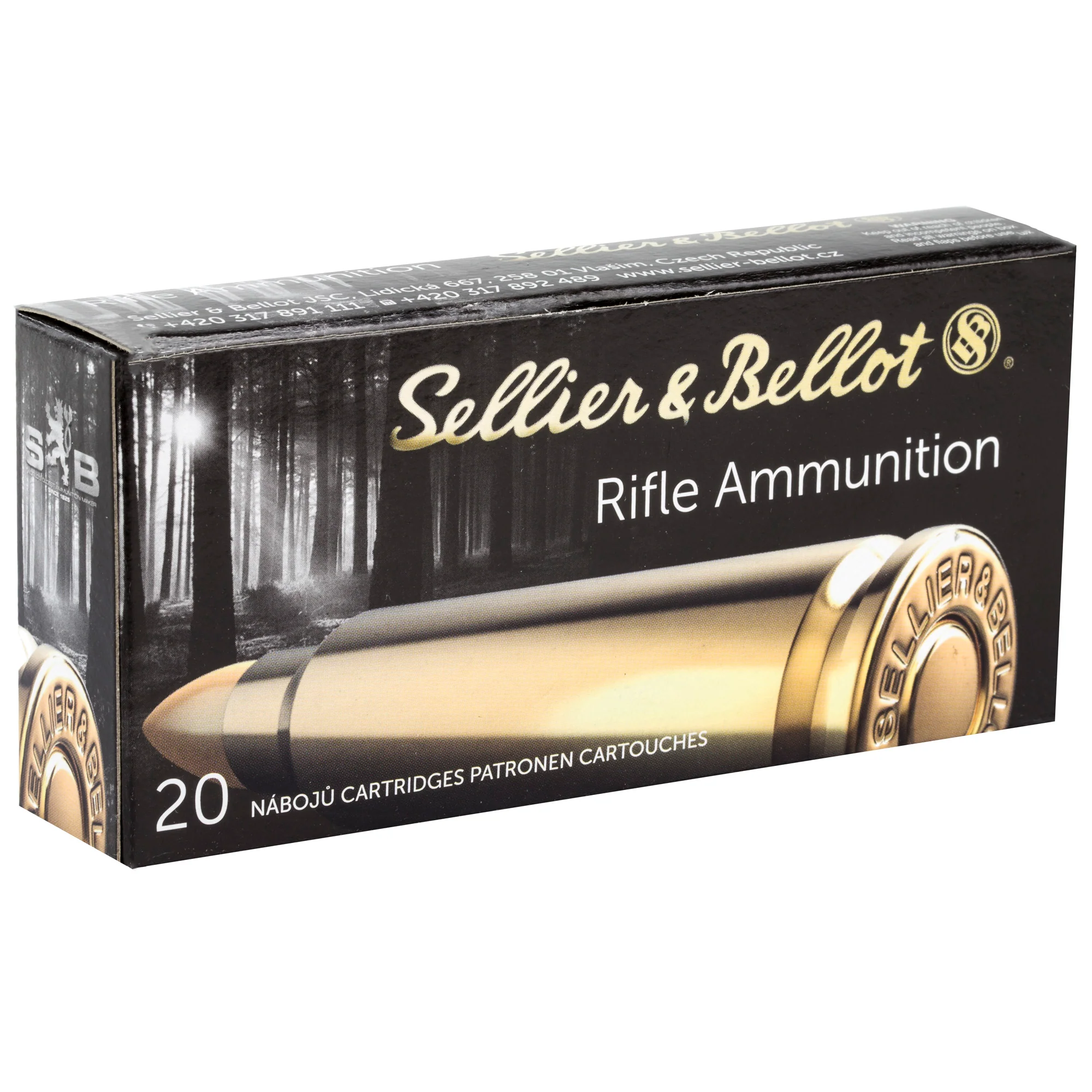Sellier & Bellot 7.62x39mm 124gr FMJ Rifle Ammunition, 20-Round Box SB76239A - Image 2