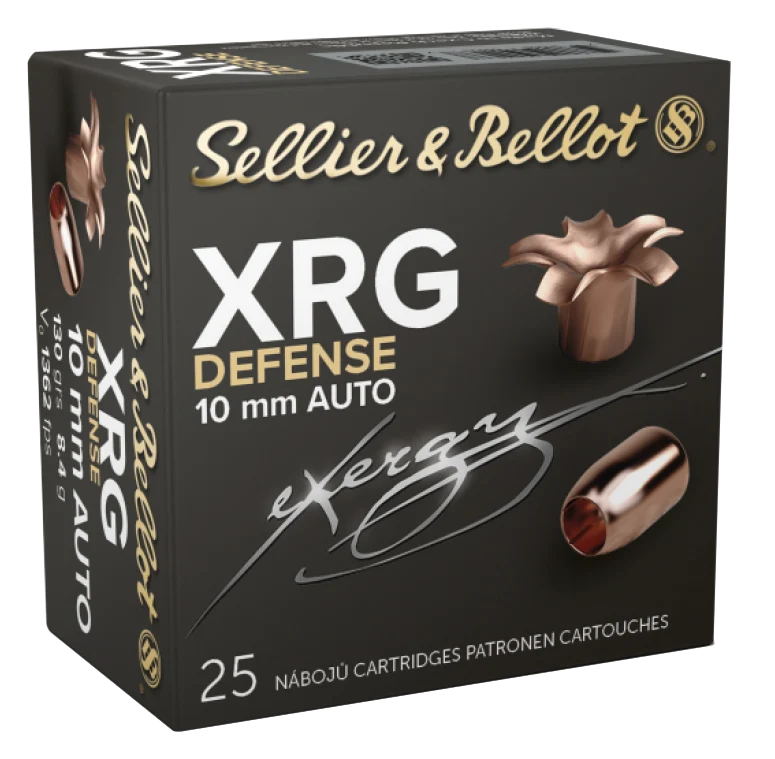 Sellier & Bellot XRG Defense 10mm Auto 130gr Solid Copper Hollow Point Ammo, 25-Rd Box SB10XA