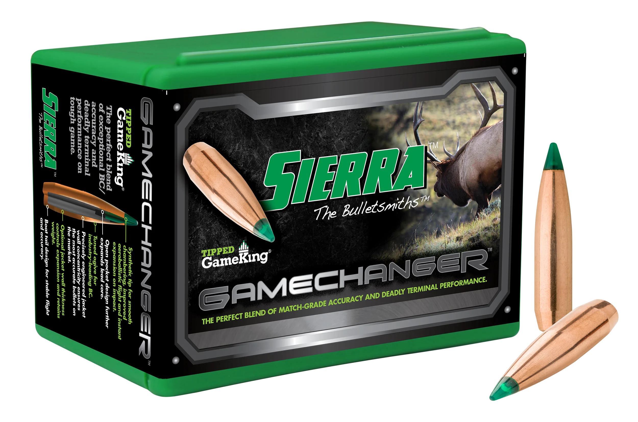 Sierra Tipped GameKing .308 180gr Boat Tail Hunting Bullets, 100 Count Box 4680