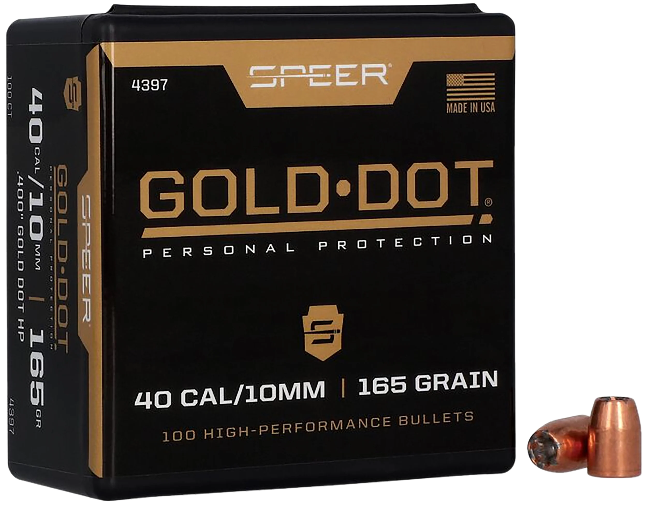 Speer Gold Dot .40 Cal (.400) 165gr Hollow Point Personal Protection Bullets 100/Box 4397