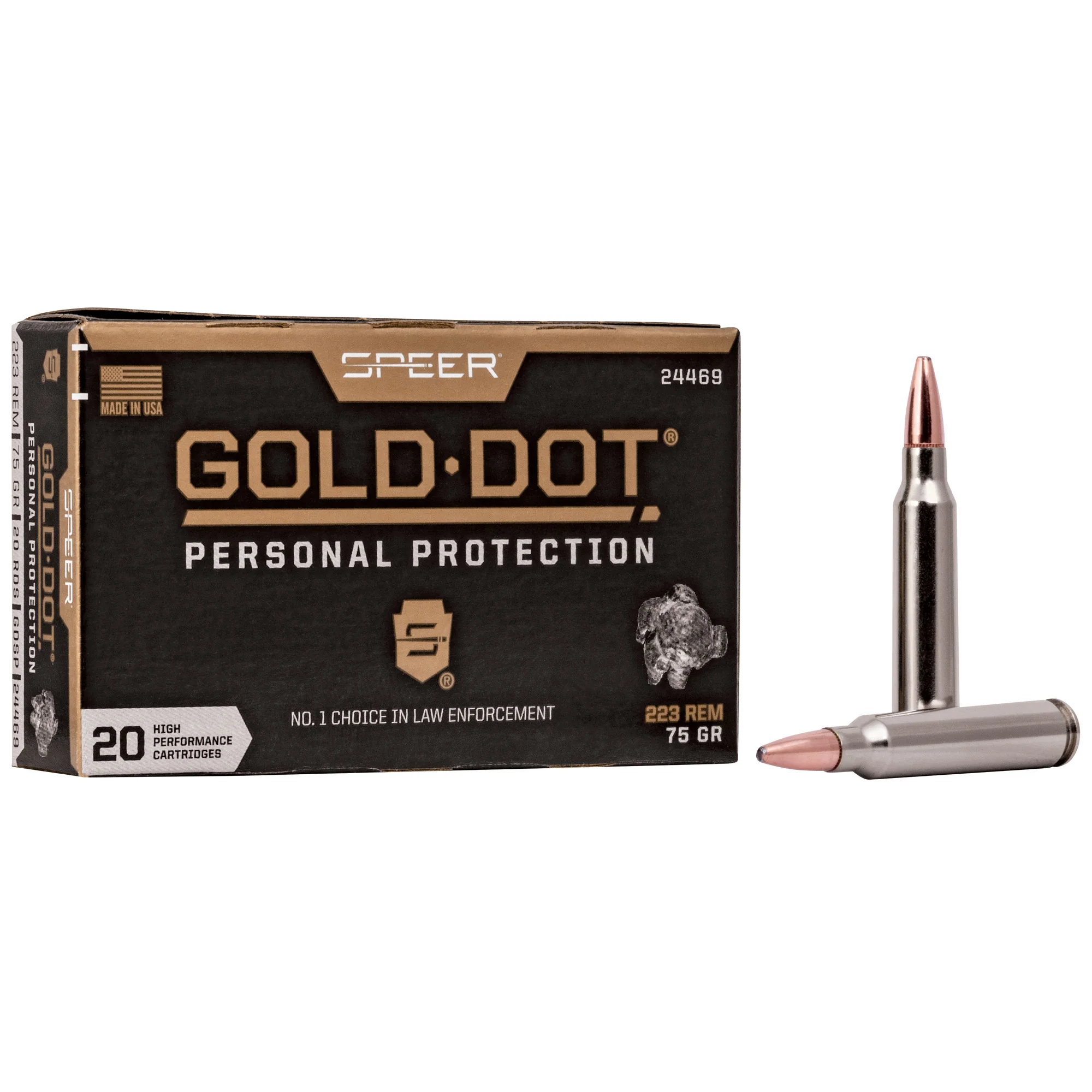 Speer Gold Dot Rifle Personal Protection .223 Rem 75gr Soft Point Ammo 20rd Box 24469