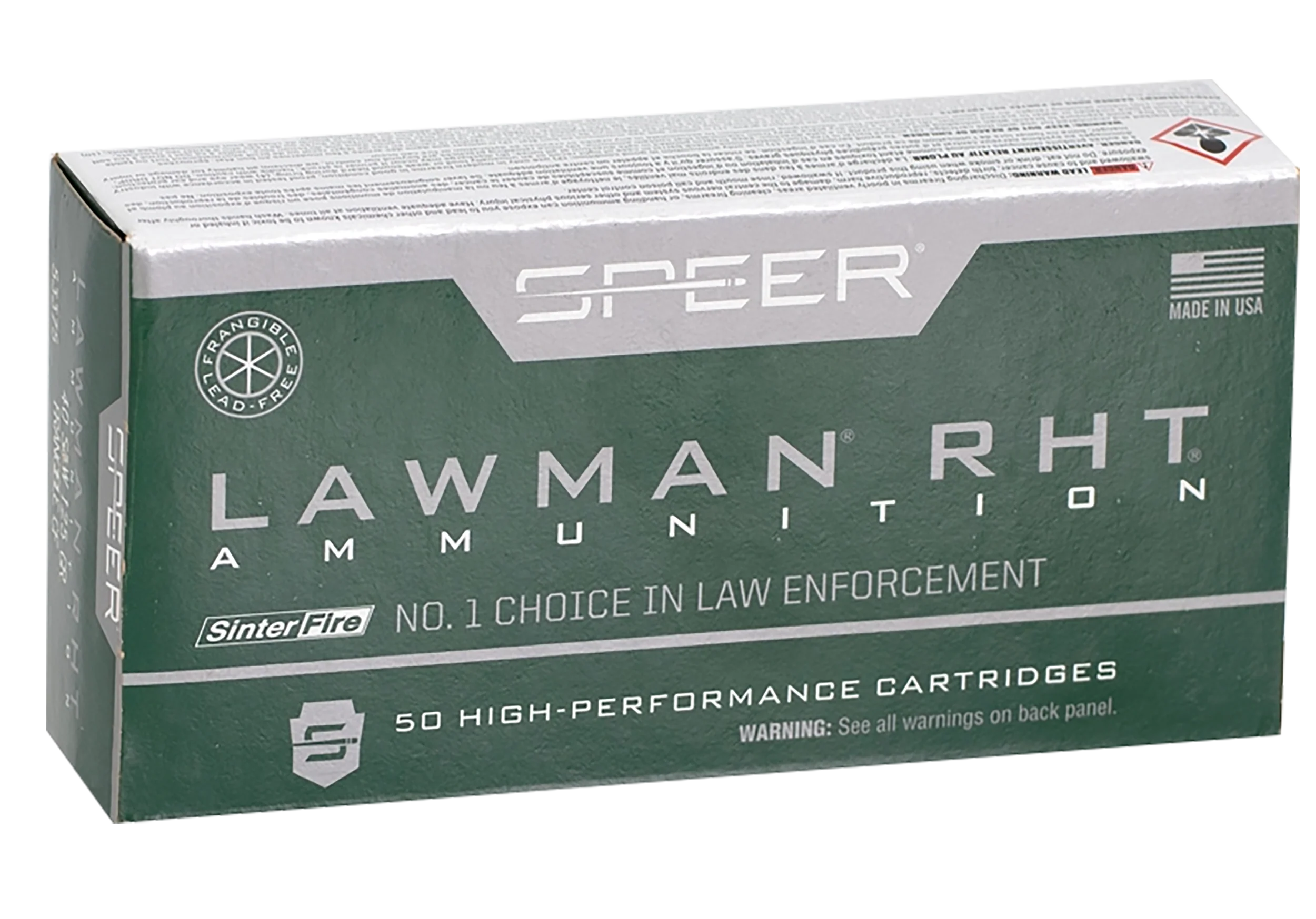 Speer Lawman RHT .40 S&W 125gr SinterFire Frangible Training Ammo, 50/Box (53375)