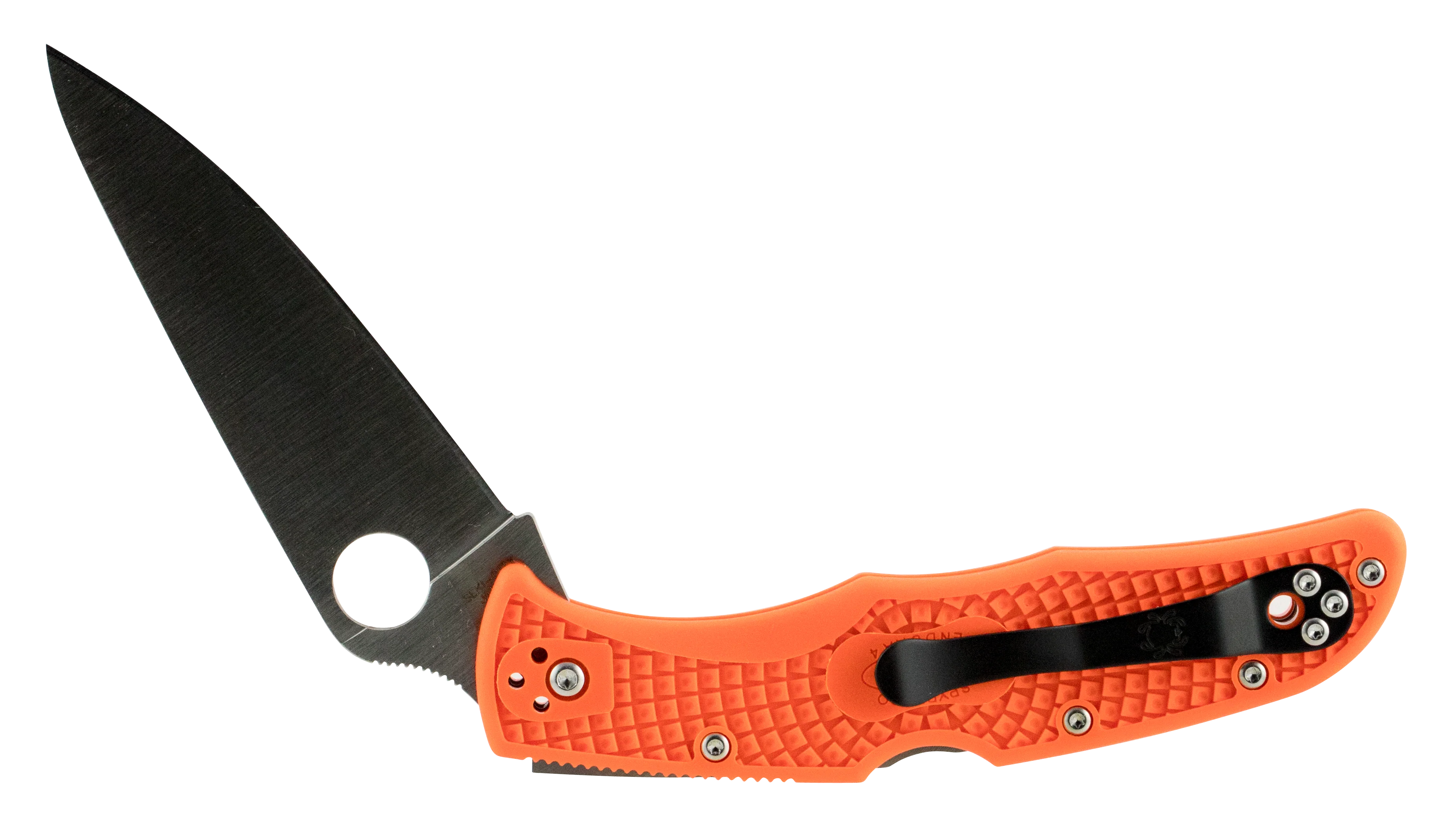 Spyderco Endura 4 Lightweight Folding Knife, VG-10 Plain Blade, Orange FRN Handle – C10FPOR
