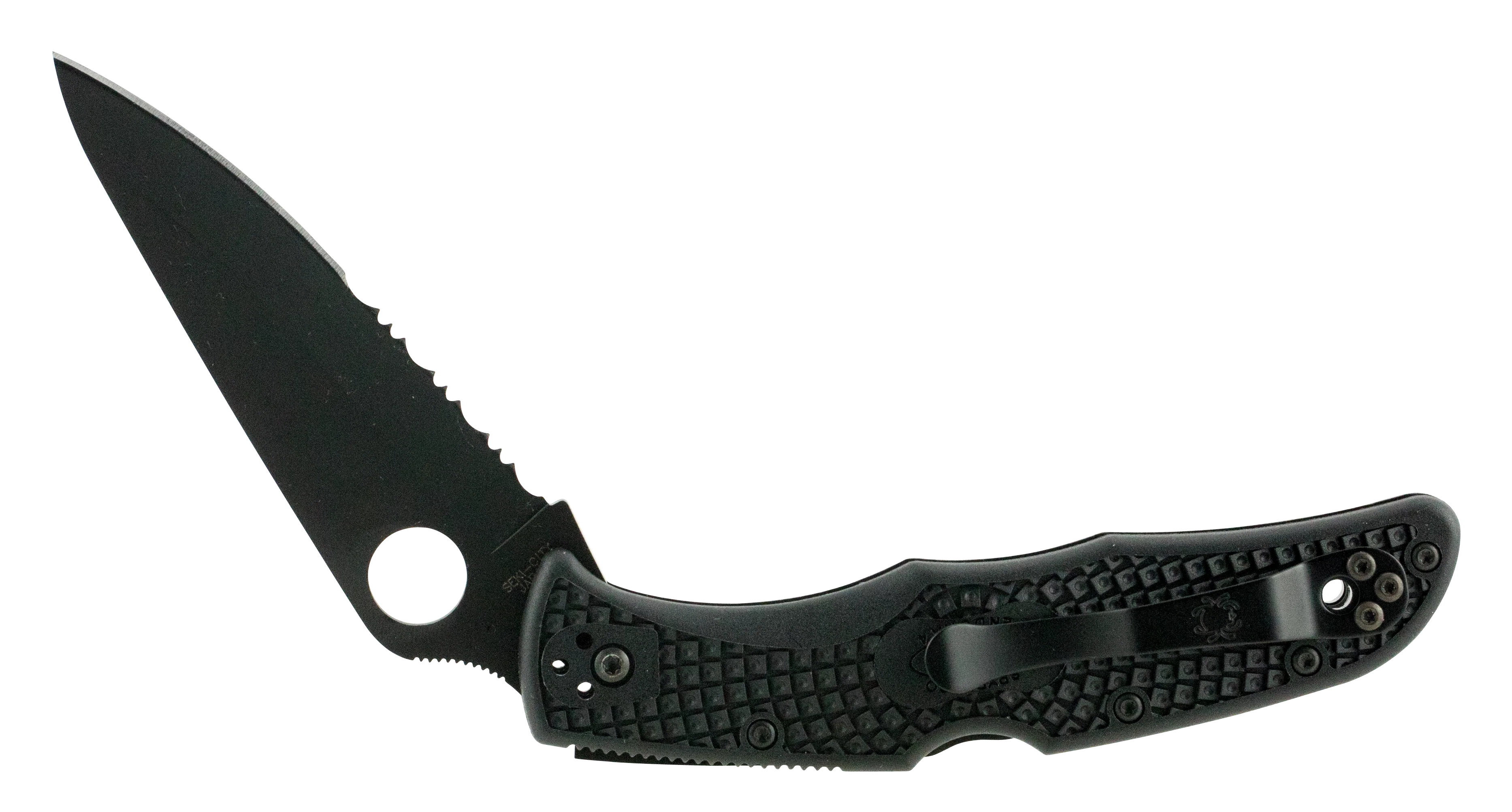 Spyderco Endura 4 Lightweight Folding Knife, 3.75 in VG-10 Combo Edge, Black TiCN FRN Handle - C10PSBBK