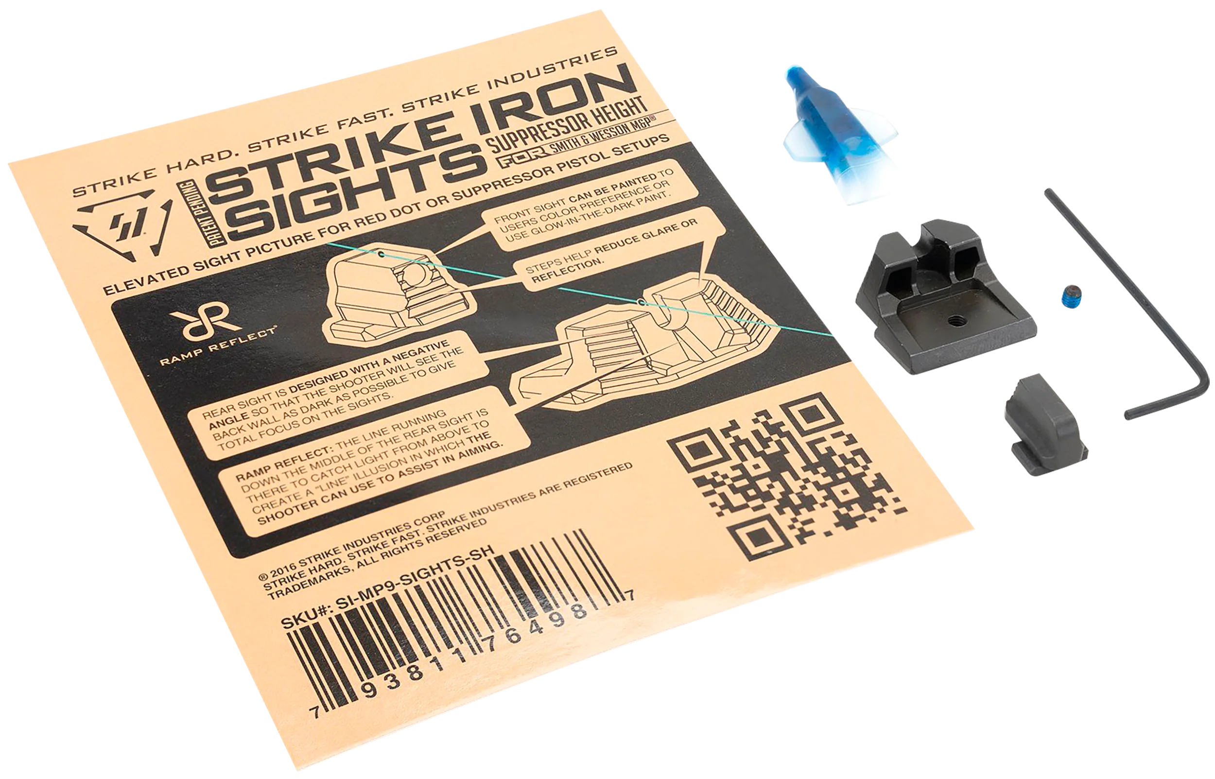 Strike Industries Suppressor-Height Iron Sights for S&W M&P/M2.0, Co-Witness, MP9SIGHTSSH