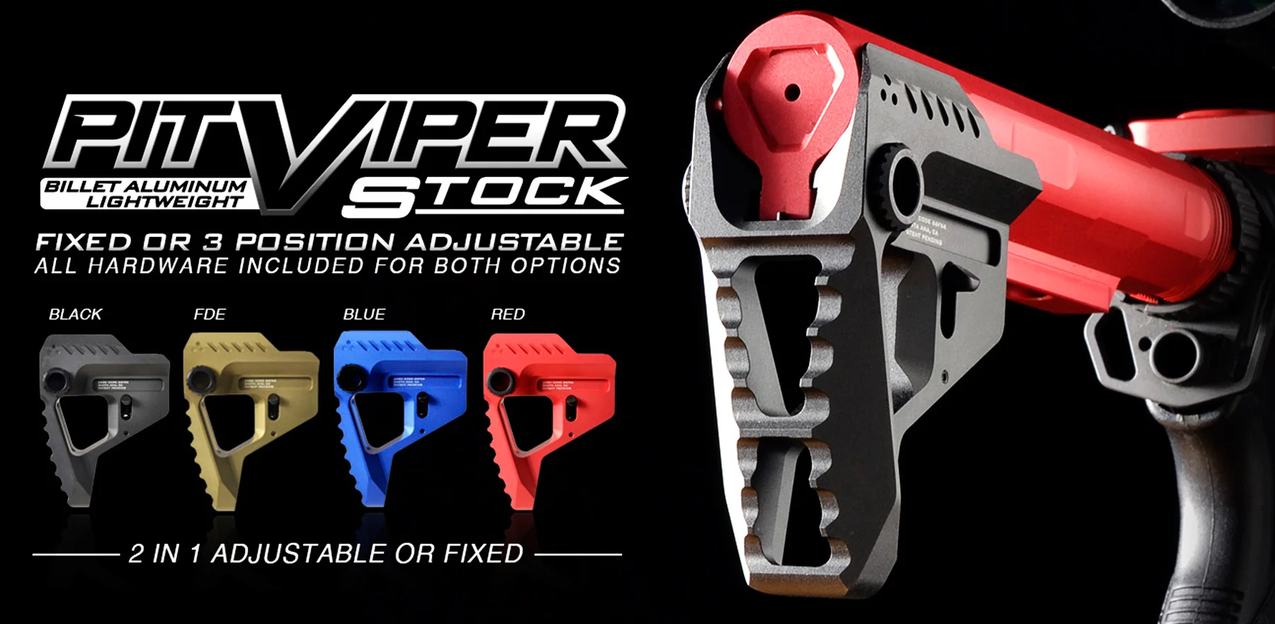 Strike Pit Viper AR-Platform Stock, 3-Position Adjustable Aluminum/Steel Blue VIPERPITBLU