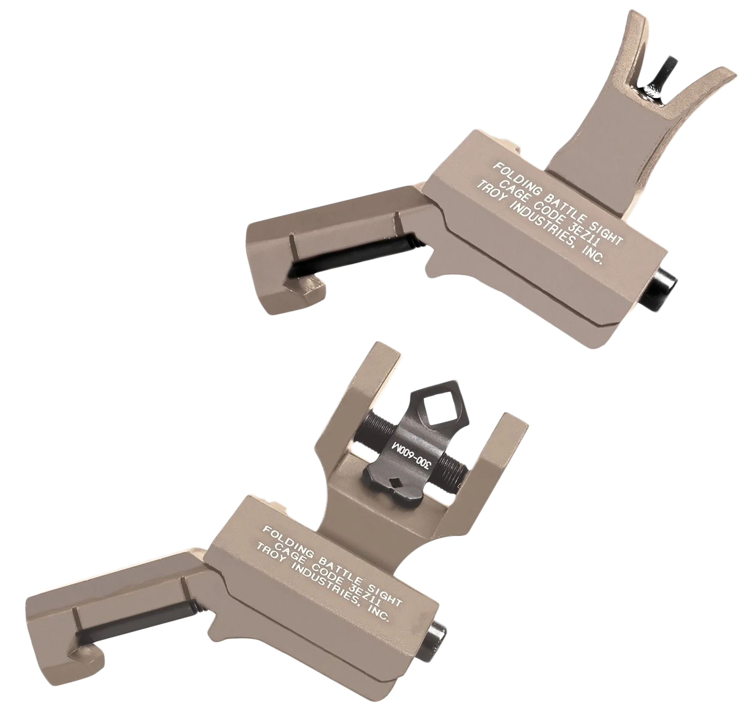 Troy Ind 45-Degree Offset Folding BattleSight Set, Flat Dark Earth, M4 Front & Dioptic Rear SSIG-45S-MDFT-00