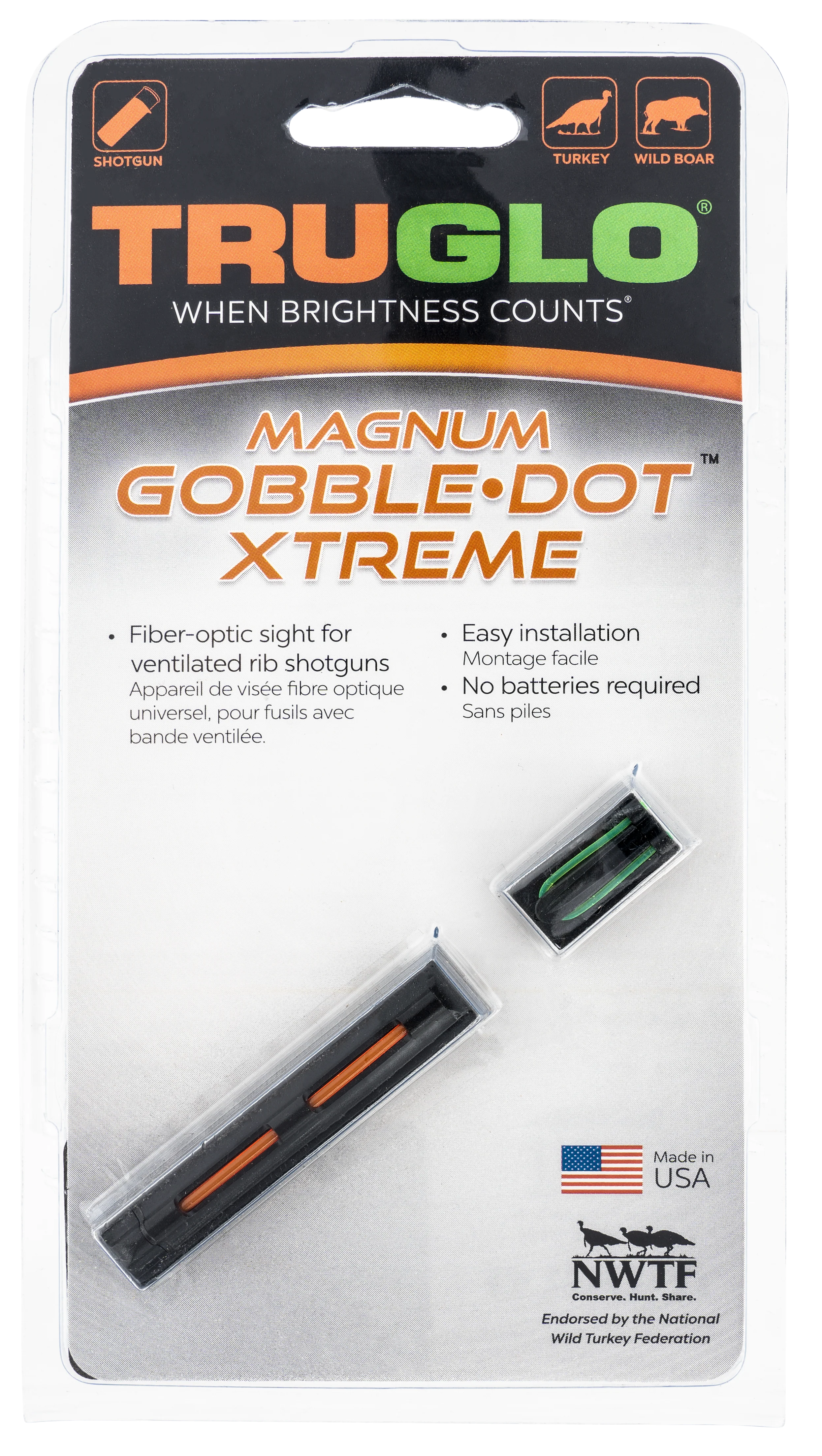 Truglo Magnum Gobble-Dot Xtreme Universal Shotgun Fiber-Optic Sights, 1/4 in Rib, TG941XA