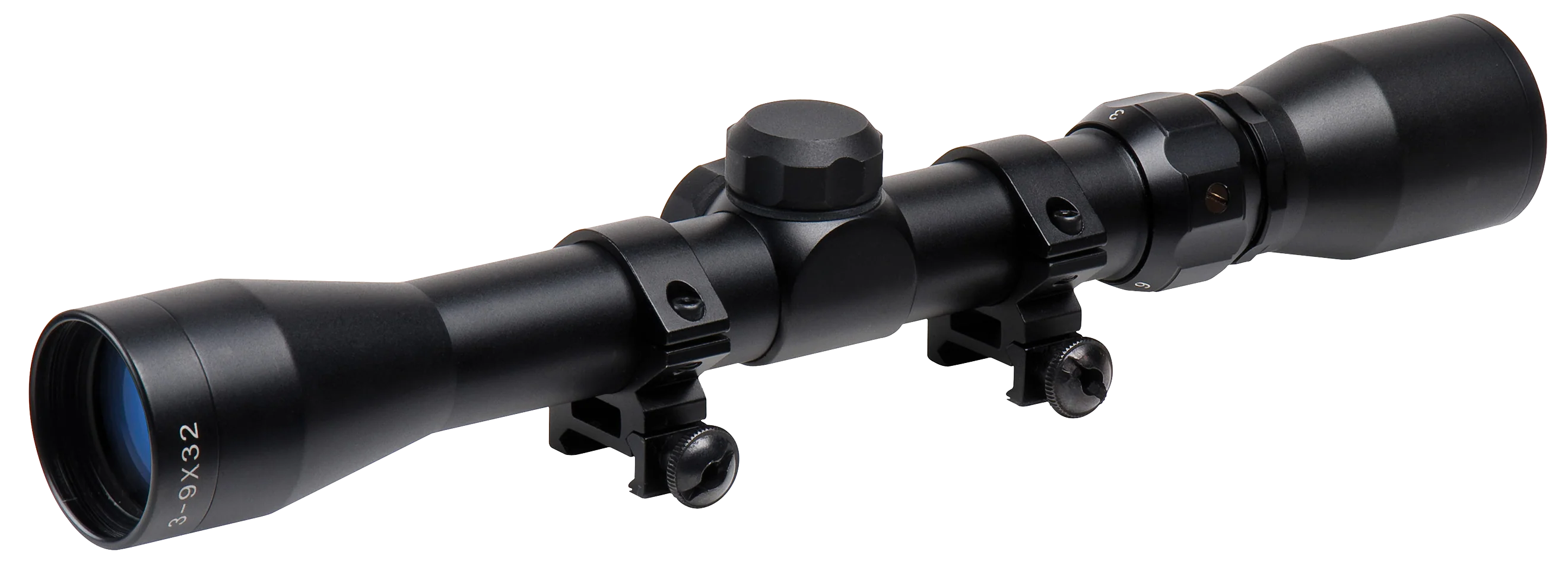 Truglo TruShot 3-9x32 Rifle Scope, 1-in Tube, Duplex Reticle, Matte, with 3/8 in Rings TG853932B