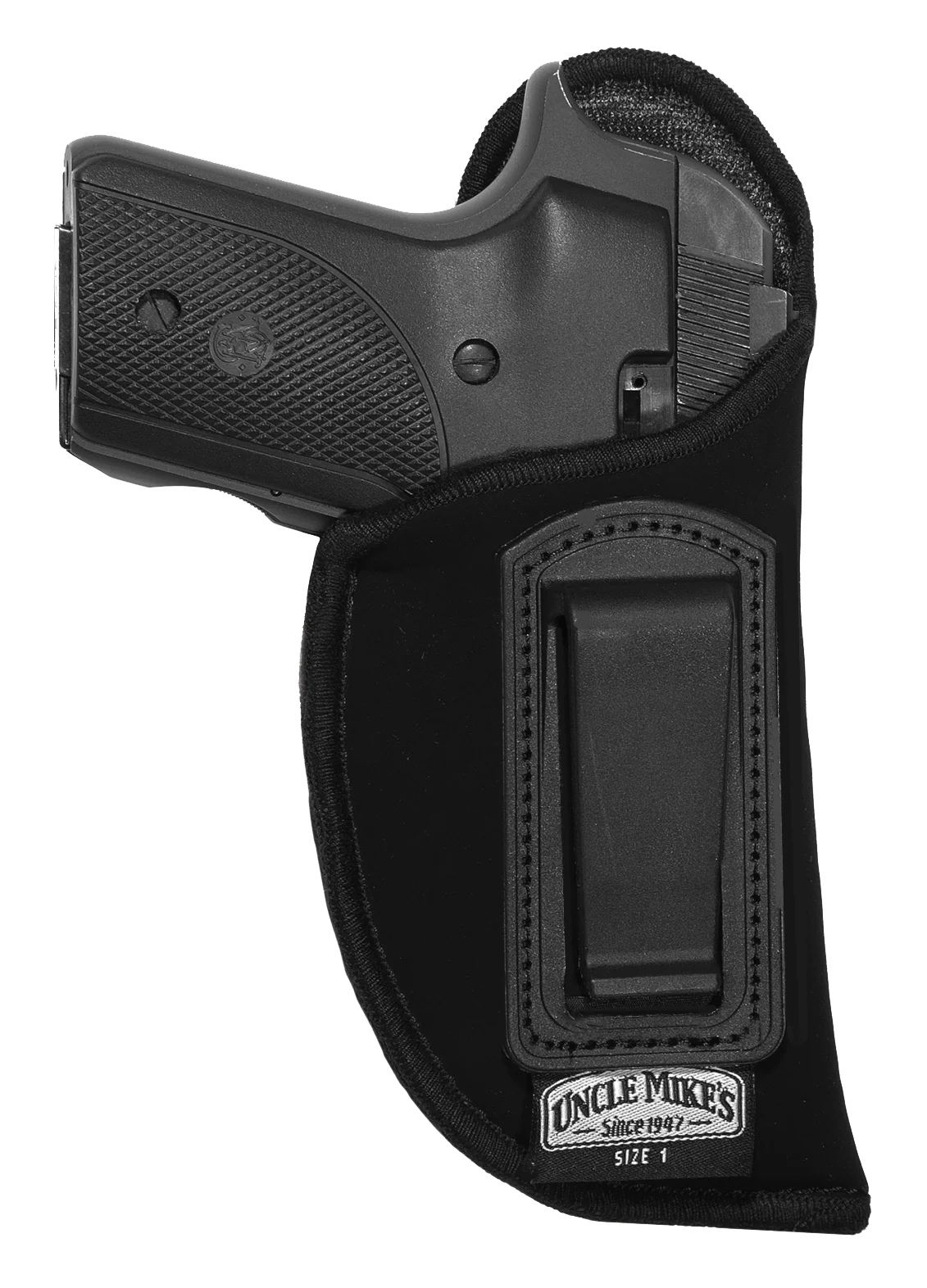 Uncle Mikes Inside-the-Pants Holster, Size 01 Left-Hand, Black Suede-Like, Medium Autos 3-4 in - 89012