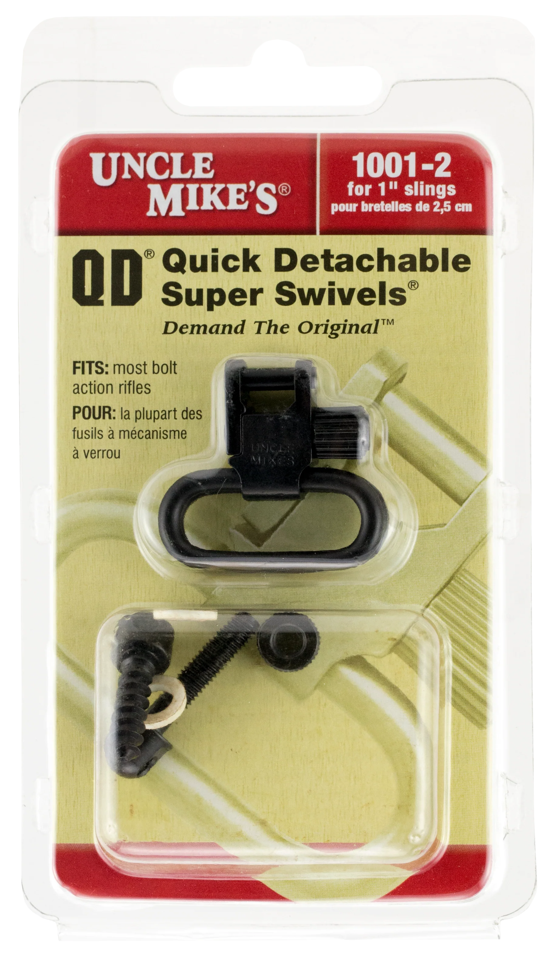 Uncle Mike's Quick Detachable Super Swivels, 1 inch Steel Sling Mount Set, MO10012