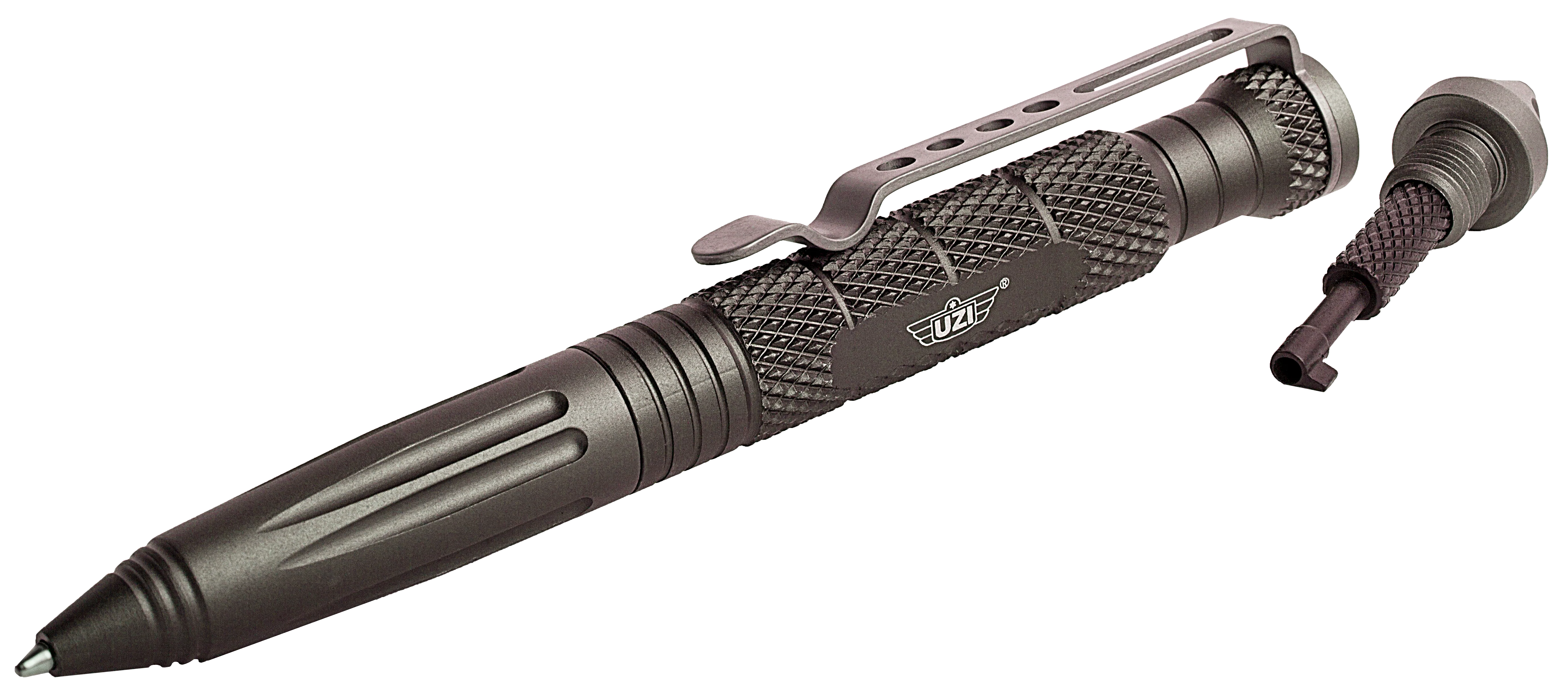 Uzi Accessories Tactical Pen with Glass Breaker & Cuff Key, Gun Metal Aluminum, UZITACPEN6GM