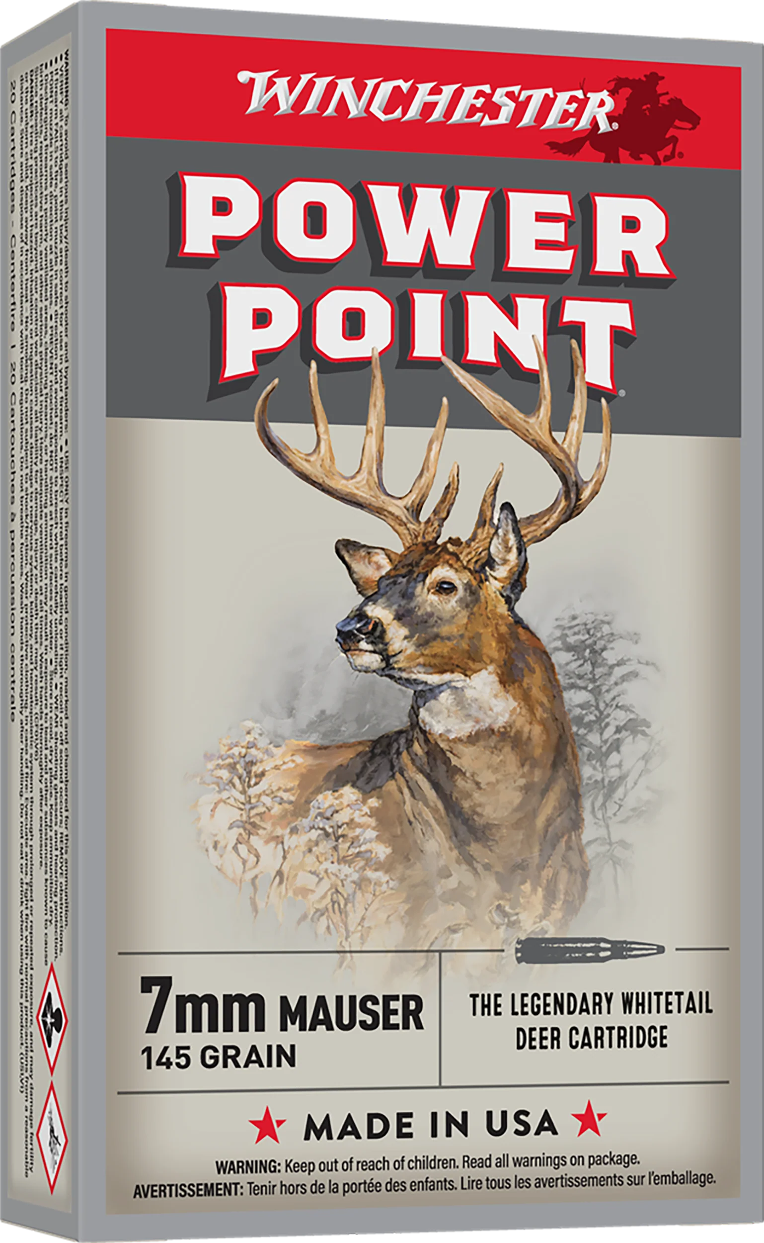 Winchester Ammo Super-X 7mm Mauser 145gr Power-Point Jacketed Soft Point Rifle Ammo X7MM1