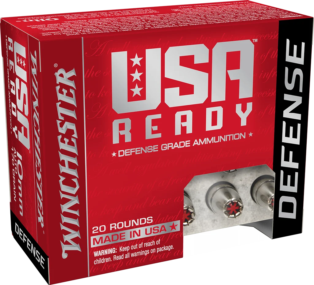 Winchester Ammo USA Ready 10mm Auto 170gr Hex-Vent Hollow Point Handgun Ammunition RED10HP