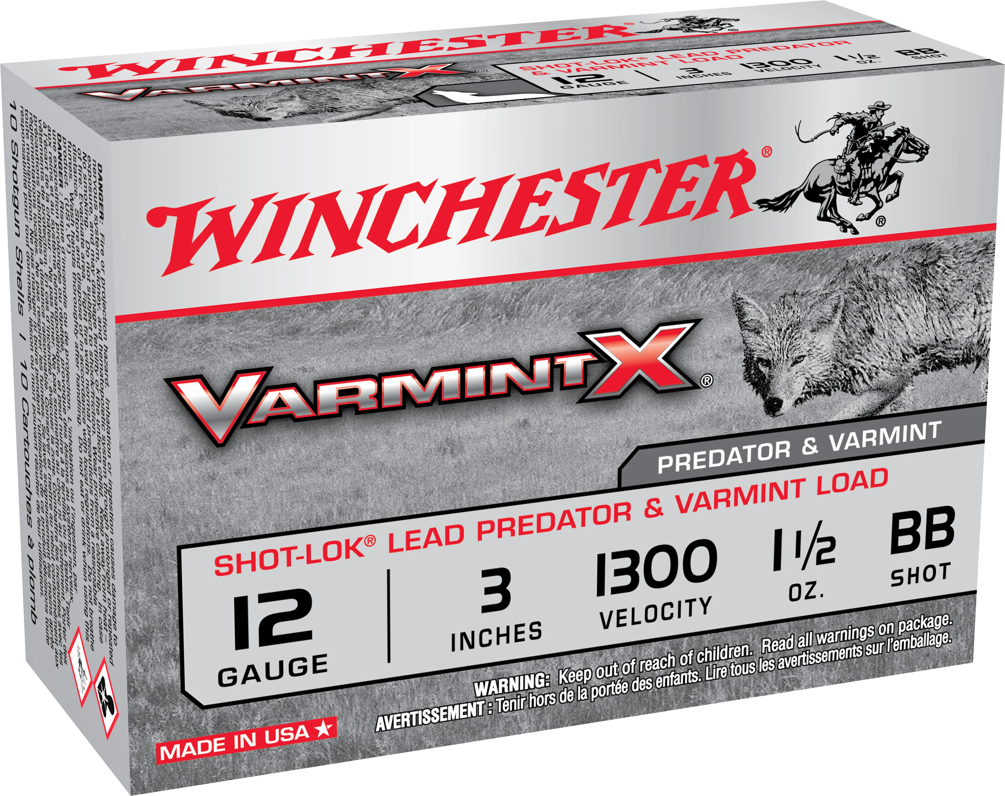 Winchester Ammo Varmint X Shot-Lok 12 Gauge 3in BB Shot 1-1/2 oz 10rd Shotshells X123VBB