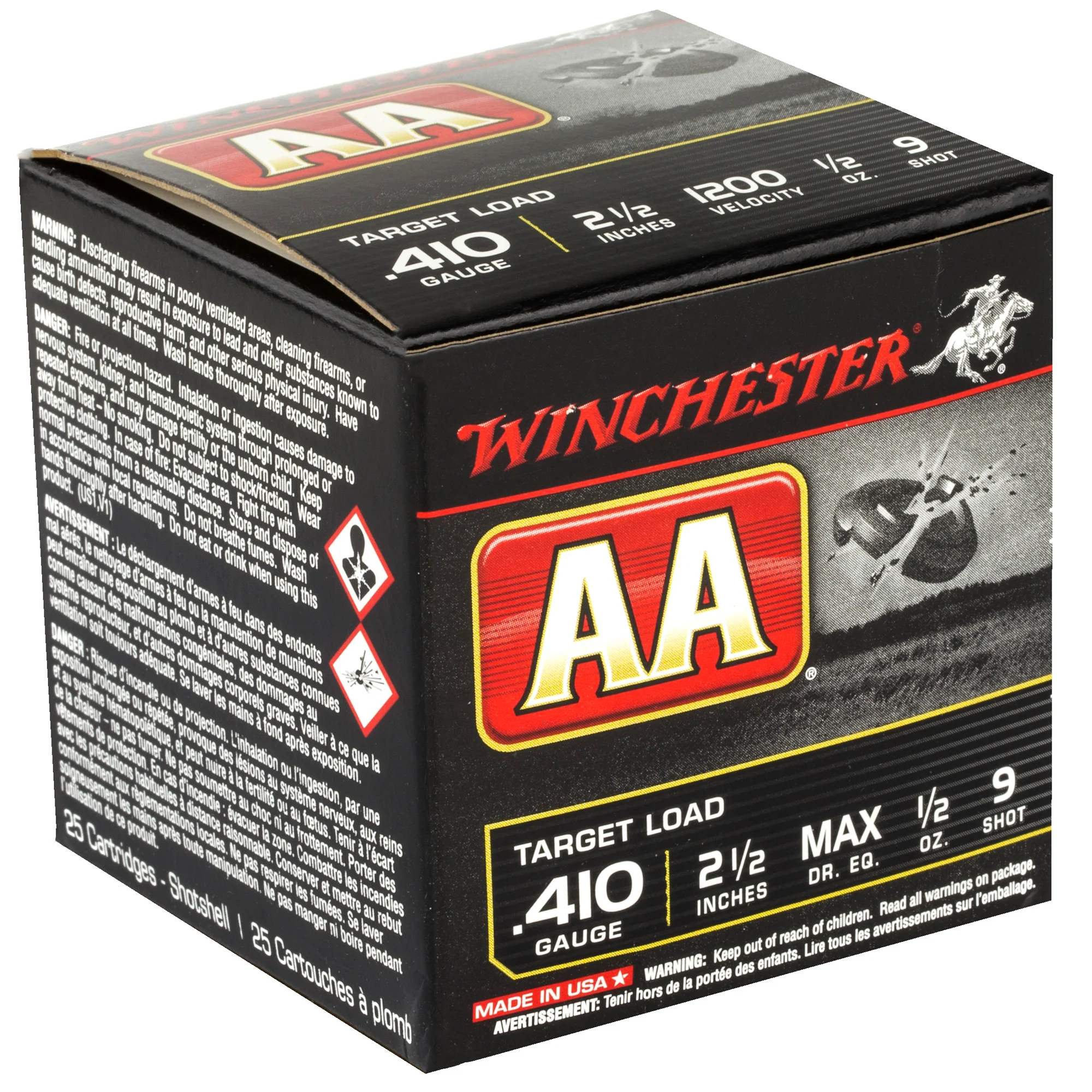 Winchester Ammunition AA Target Load .410 2-1/2in 1/2oz #9 Shot 25 Rounds AA419 - Image 2