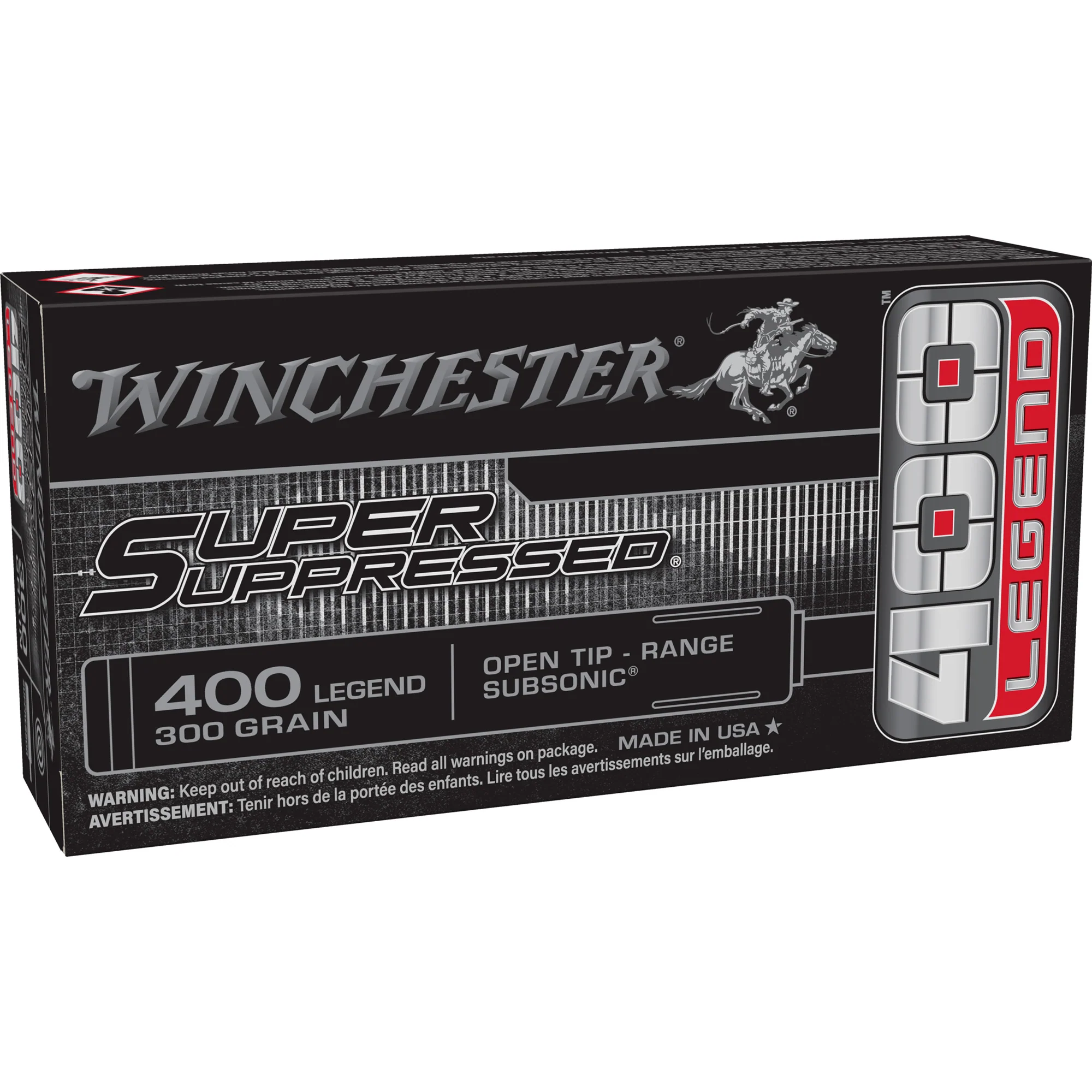 Winchester Ammunition Super Suppressed 400 Legend 300gr Subsonic Open Tip Range Ammo 20rd SUP400