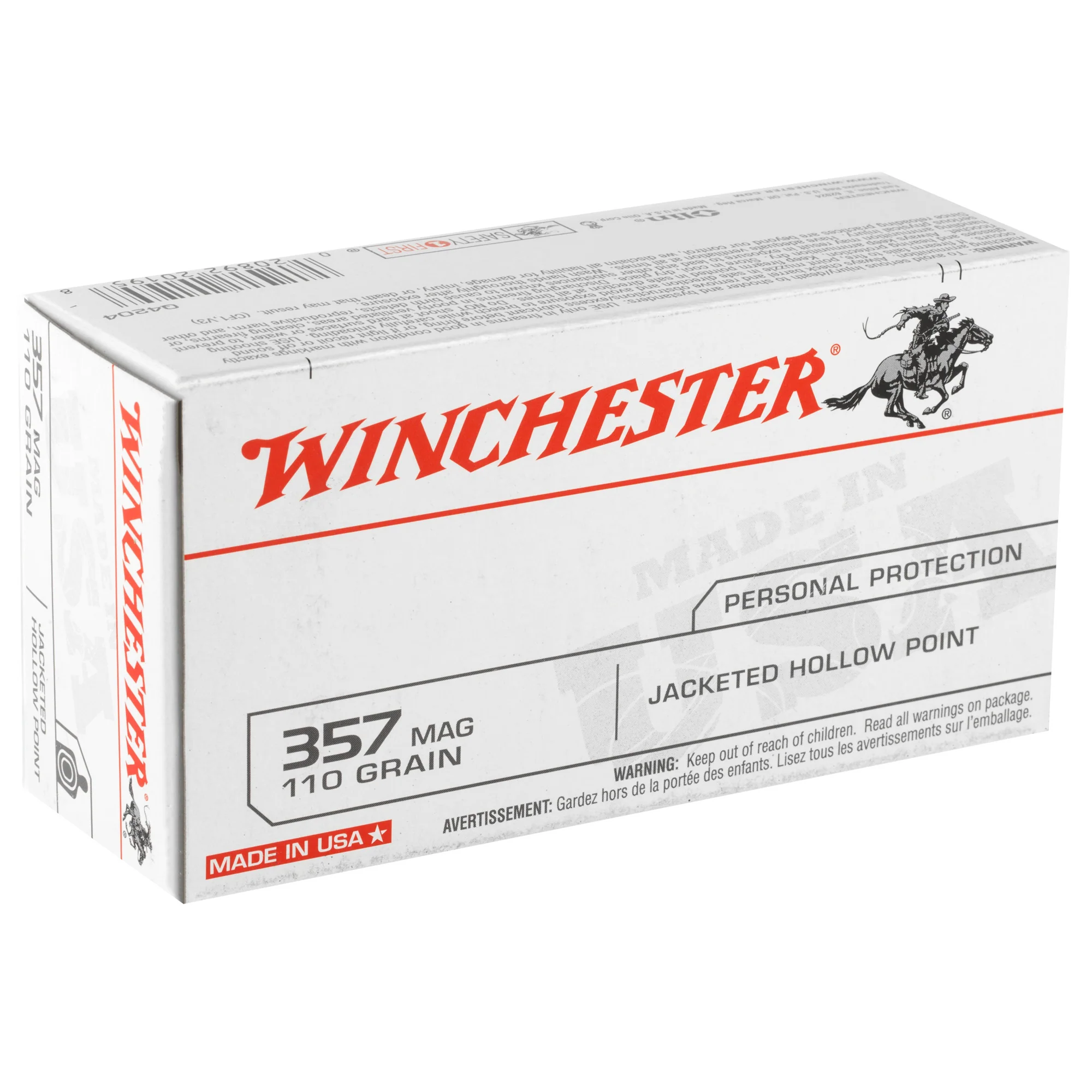 Winchester Ammunition USA White Box .357 Magnum 110gr Jacketed Hollow Point Ammo, 50rd Q4204 - Image 2
