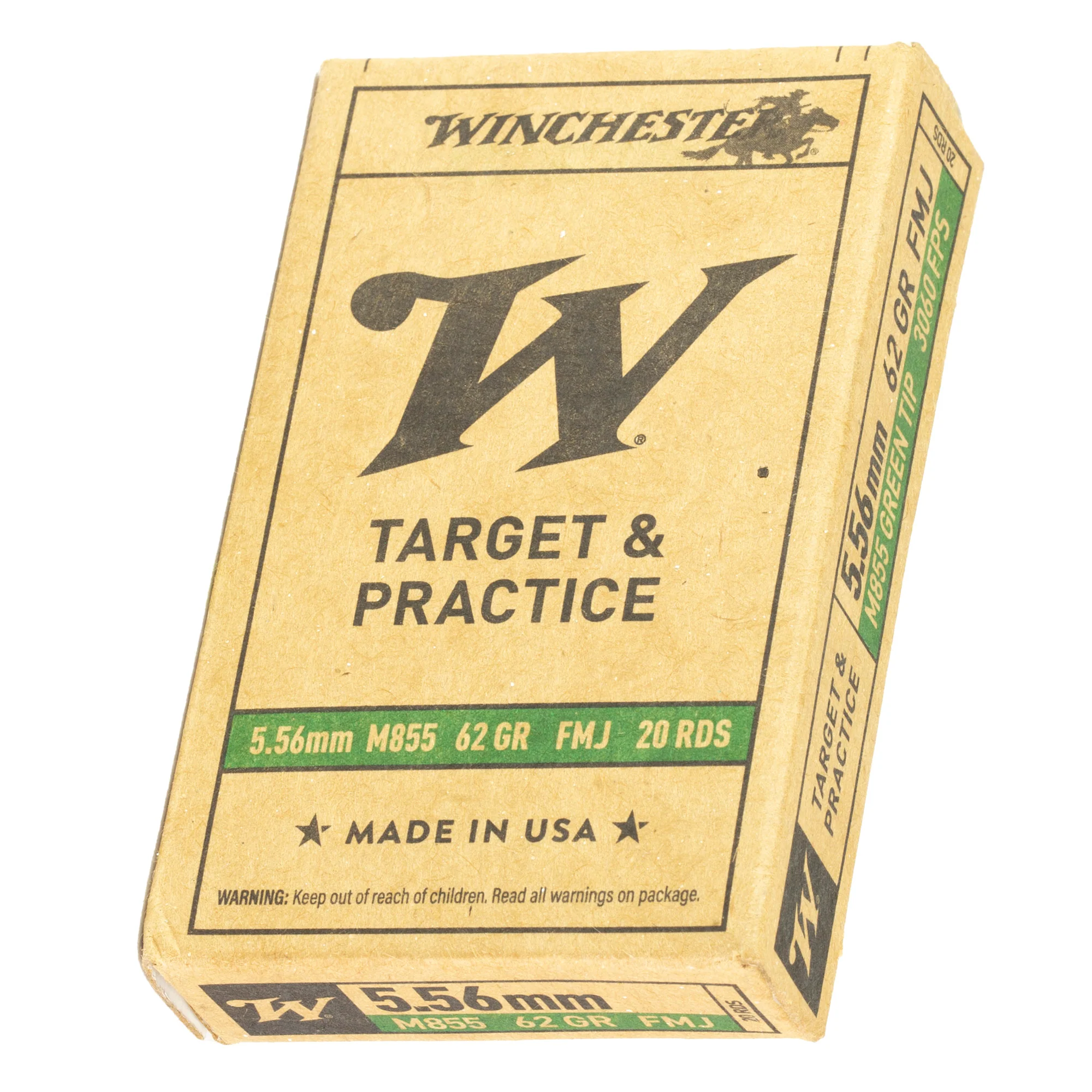 Winchester Ammunition USA White Box 5.56x45mm NATO M855 62gr FMJ Green Tip 20rd WM855K - Image 3