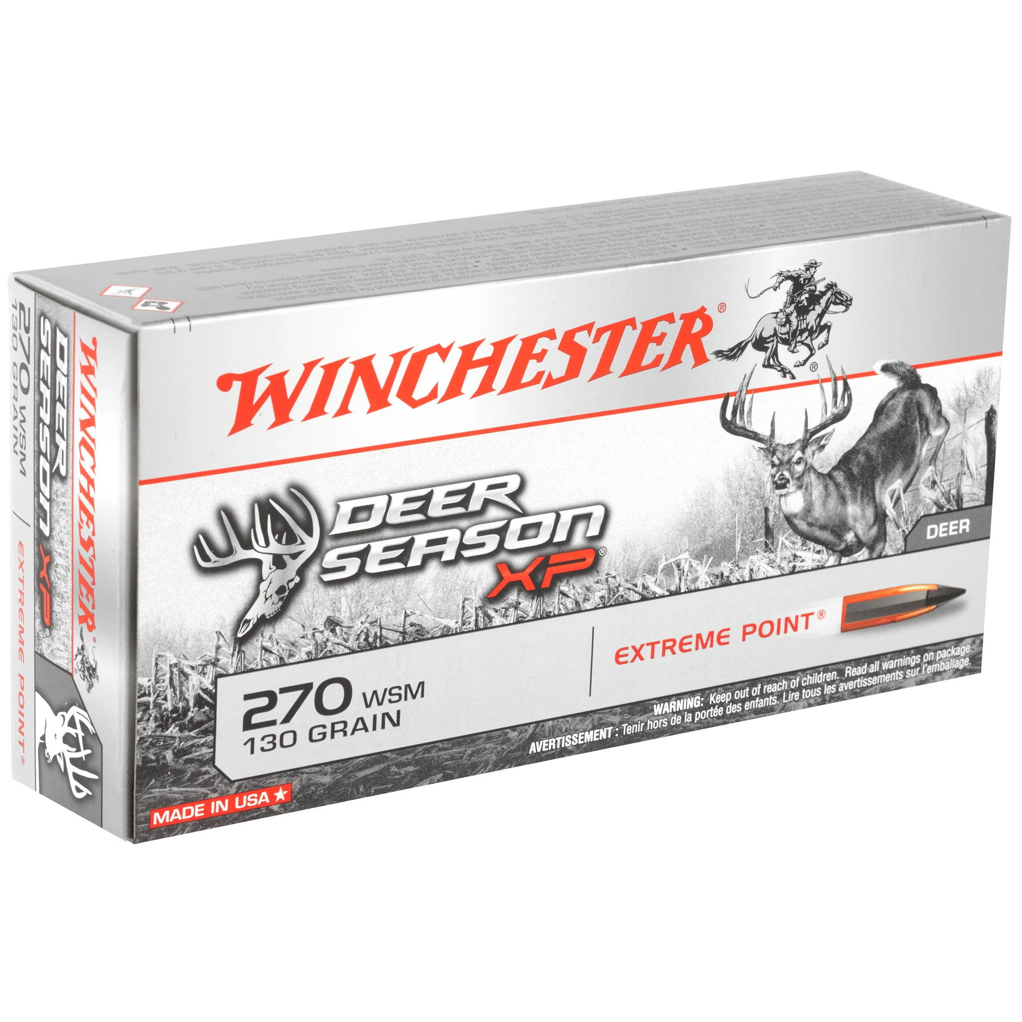 Winchester Deer Season XP .270 Winchester Short Magnum 130gr Extreme Point Rifle Ammo 20rd X270SDS - Image 2