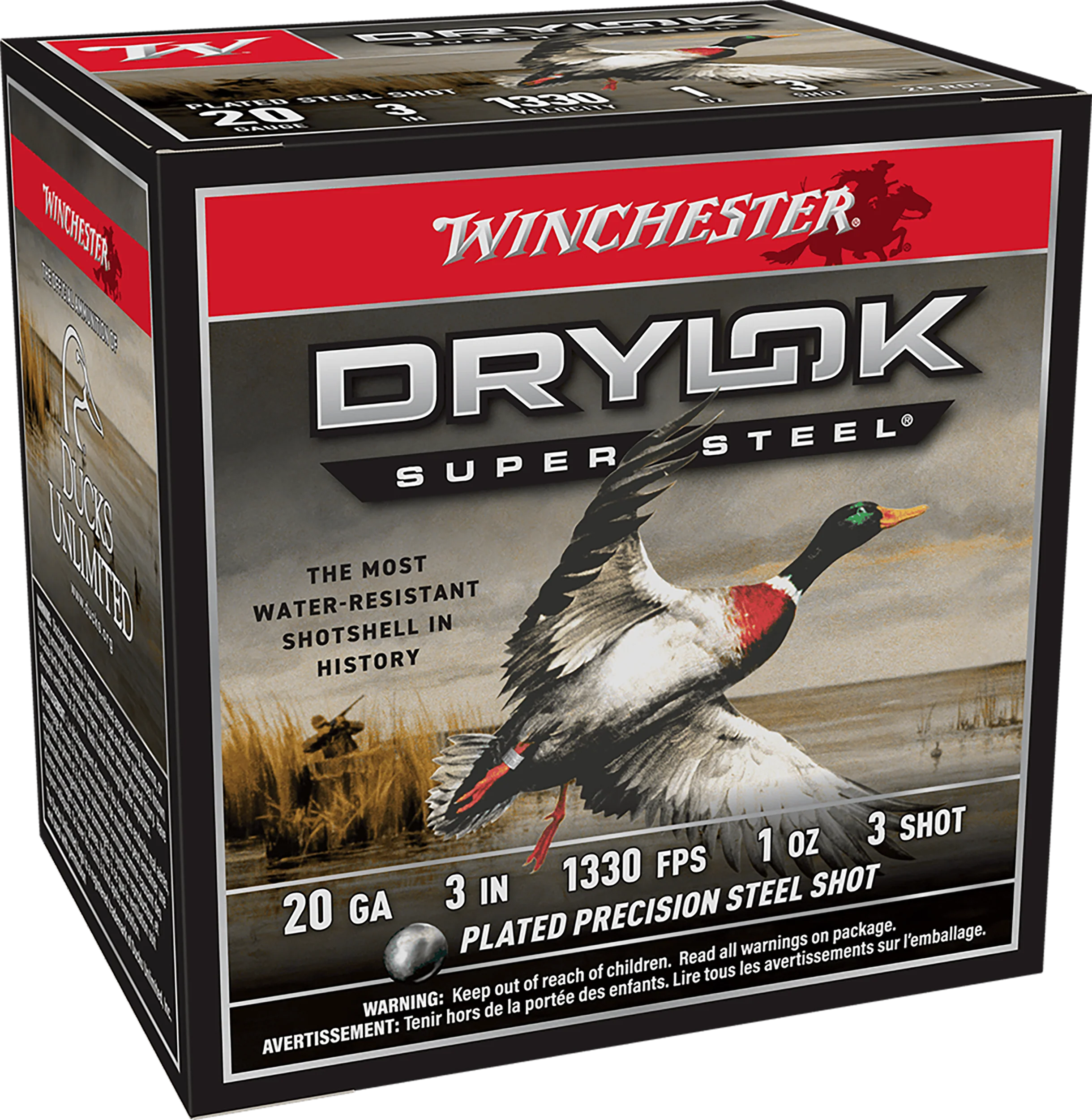 Winchester Drylok Super Steel Magnum 20 Gauge 3in #3 Plated Steel Shot 1oz 1330fps XSM2033