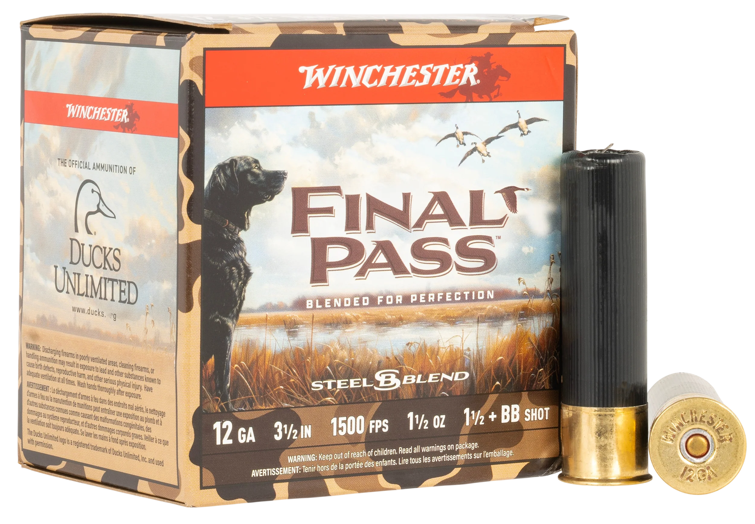 Winchester Final Pass 12 Gauge 3-1/2in Steel Blend Waterfowl Shotshells 1-1/2oz 1500fps FP12LBB15