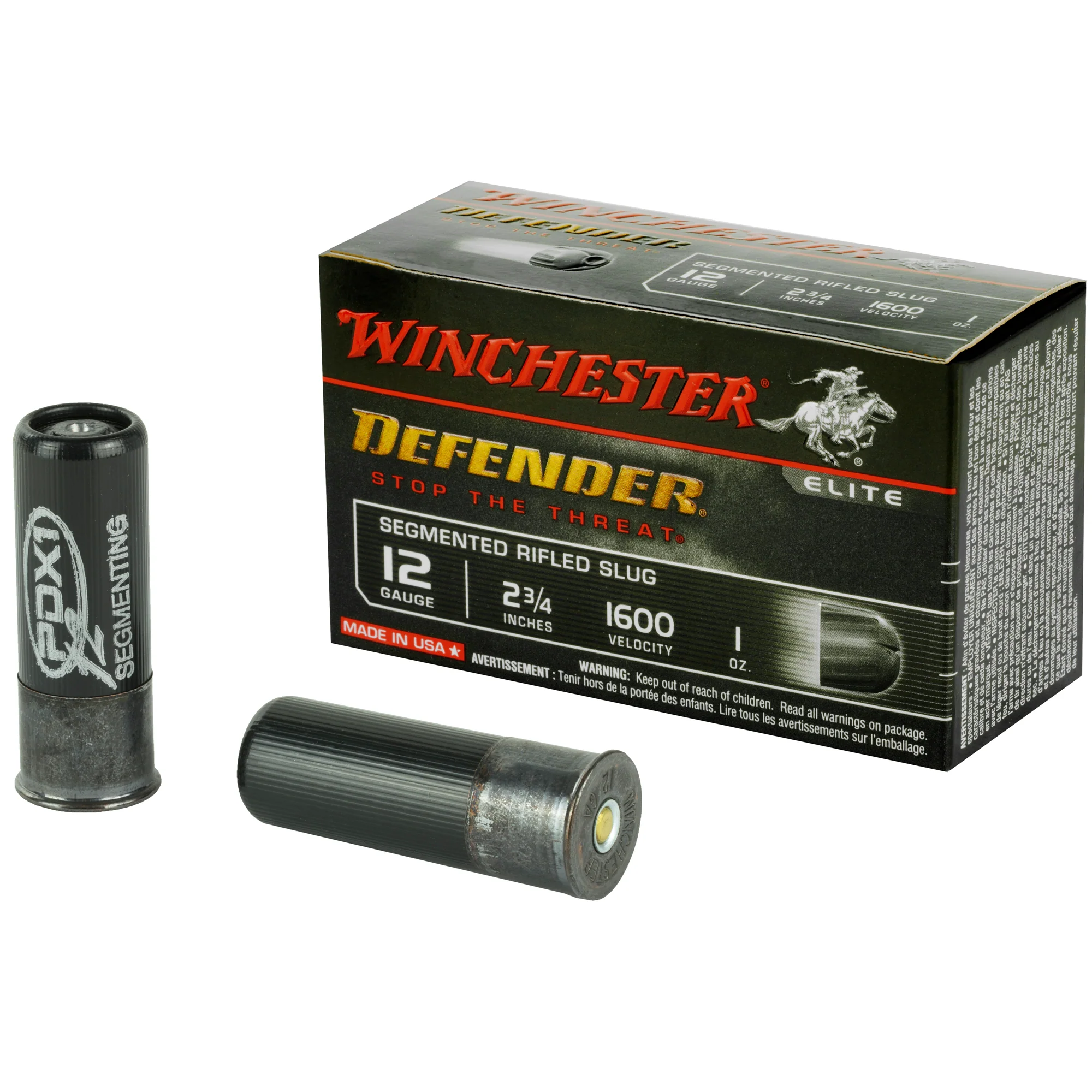 Winchester PDX1 Defender 12 Gauge 2-3/4in 1oz Segmented Rifled Slug Ammo S12PDX1S